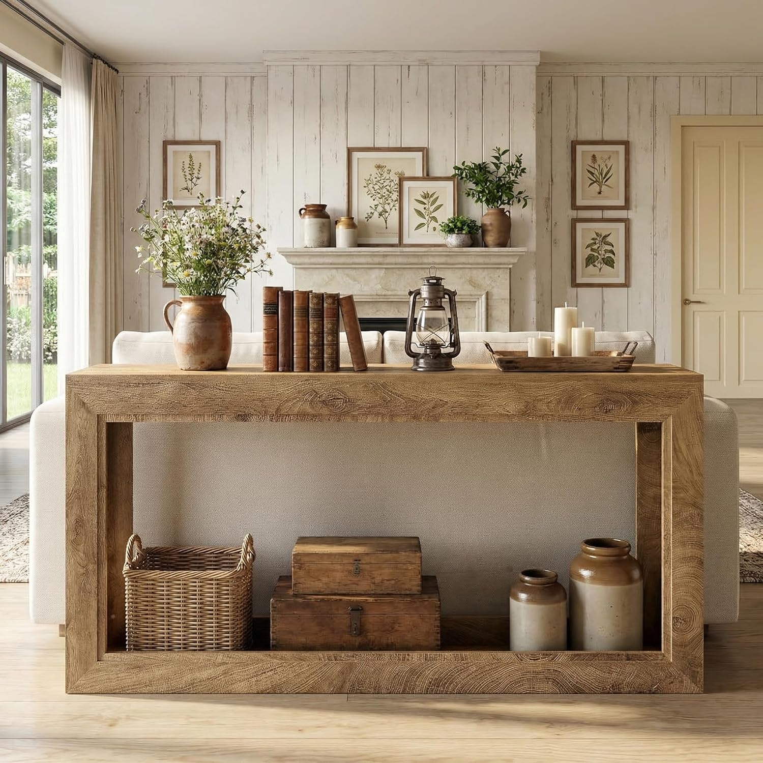 LITTLE TREE Narrow Console Tables, 63" Couch Table Behind Sofa, Extra Long Console Table for Entryway, Hallway, Living Room, Entrance, Foyer, Modern Light Oak Brown