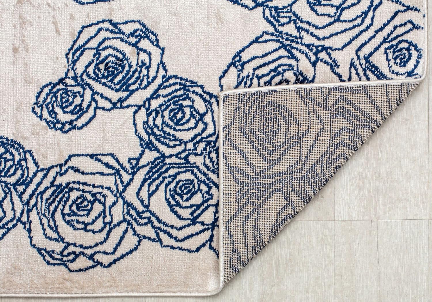 Rugs America Elizabeth Sutton Collection VE3VeraA Riveting Rose Floral Transitional White Non-Shedding Living Room Bedroom Dining Home Office 2x4 Area Rug, 2'Vera x 4'Vera