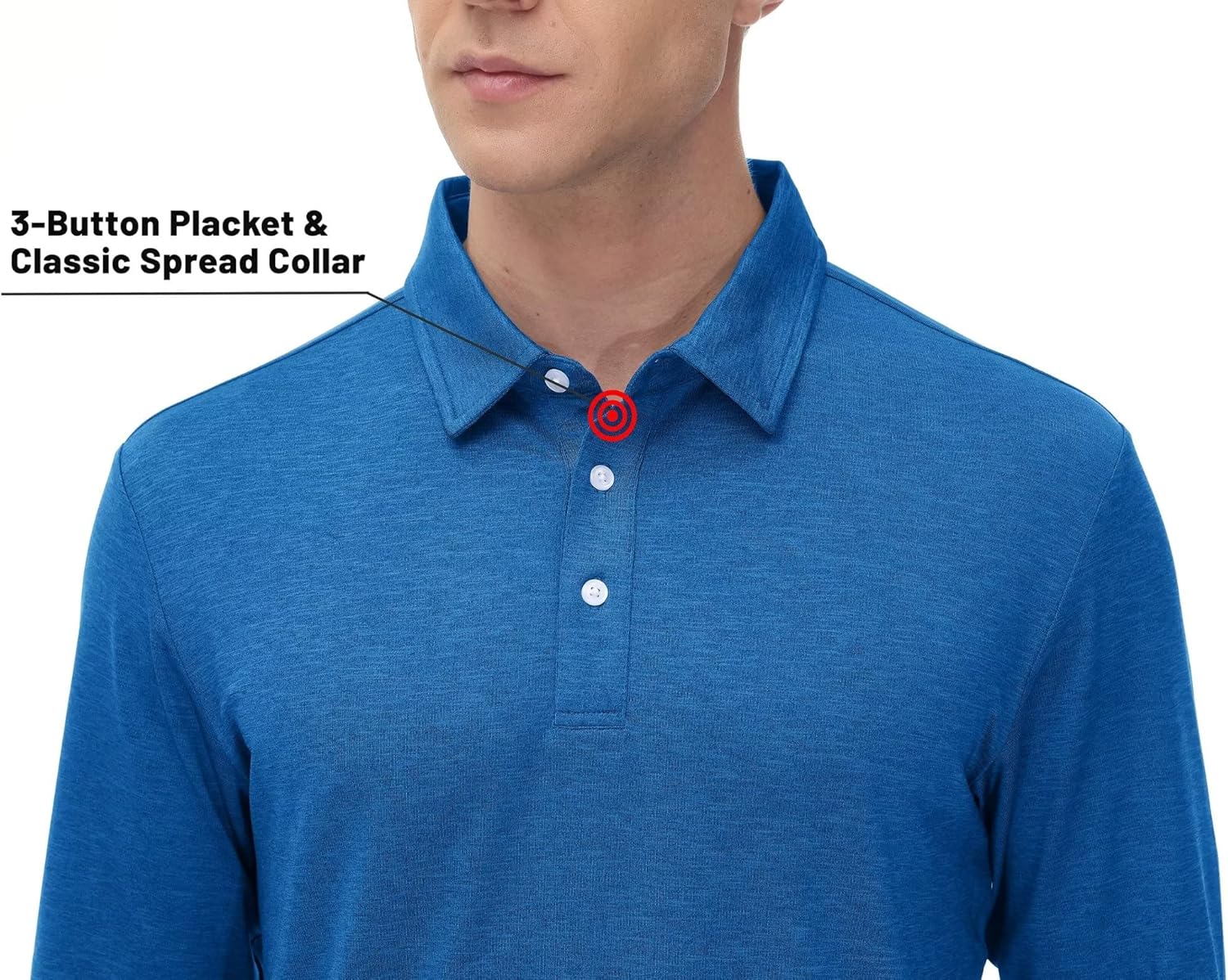 Miniatura 4 de MAGCOMSEN Polo de manga larga para hombre, con cuello de 3 botones, de secado rápido, rendimiento y golf, polo