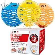 Urinal Screen Deodorizer 15 Pack Commercial Anti-Splash Urinal Cakes with Long Lasting Fresh Scent Durable Odor Control Screens for Restaurants, Gas Stations, Bars & Janitorial Use