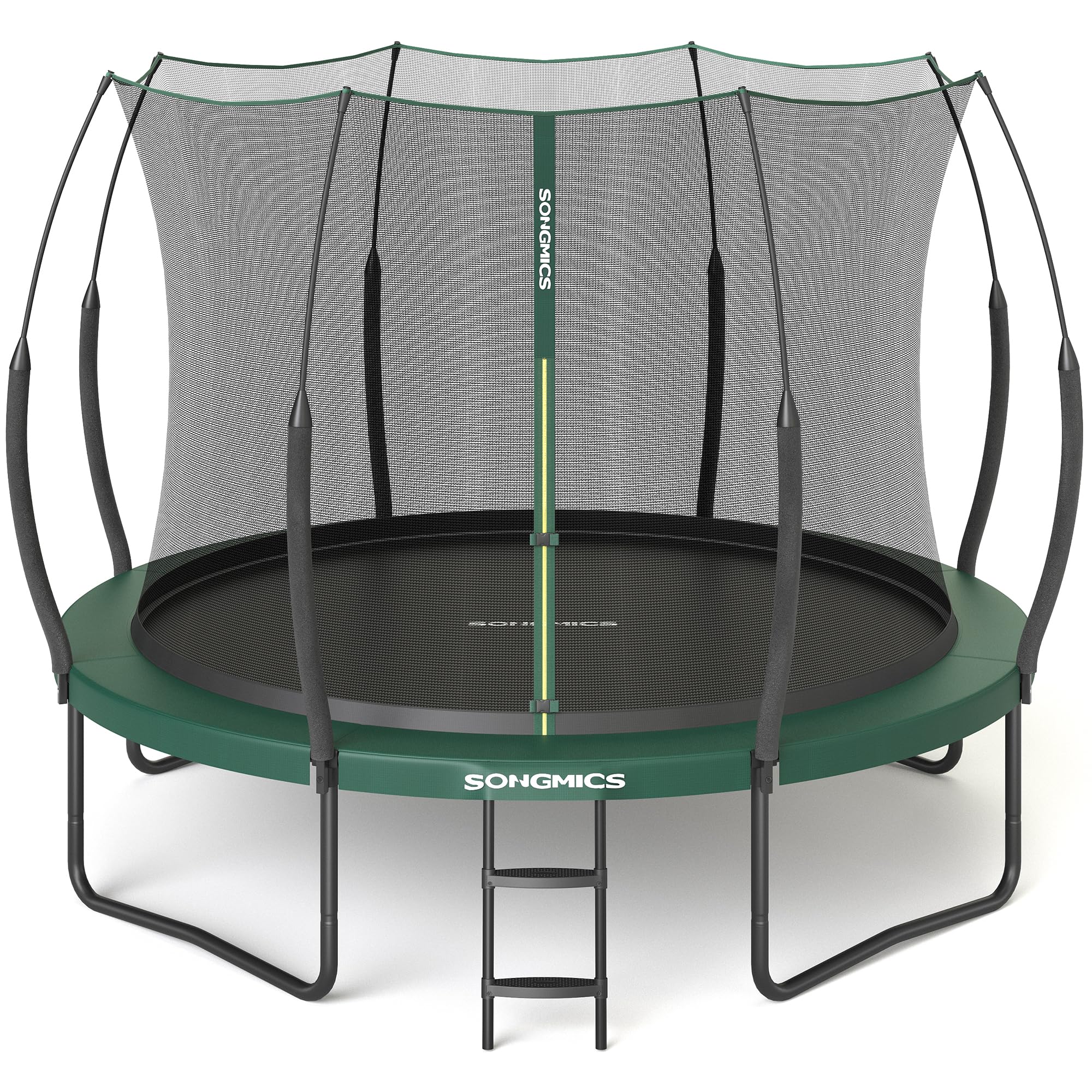 SONGMICS Federloses Trampolin Outdoor Ø 244/305/366 cm, Kindertrampolin Gartentrampolin, elastische Seile, Sicherheitsnetz mit Reißverschluss, Glasfaserstangen, sicher, geräuscharm