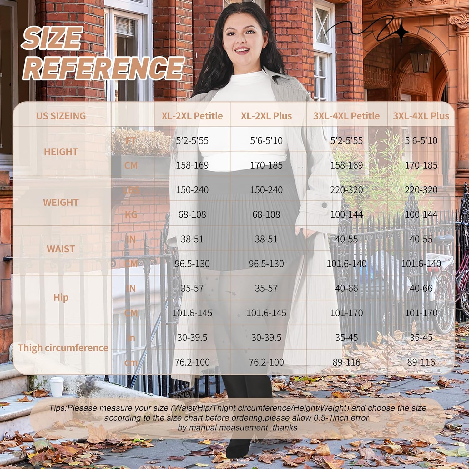 MARTIZA Plus Size Fleece Lined Tights for Women, Fake Translucent Thermal Winter Leggings, Warm Thick Pantyhose for Cold Weather.(Star-3XL-4XL-T) - Image 6