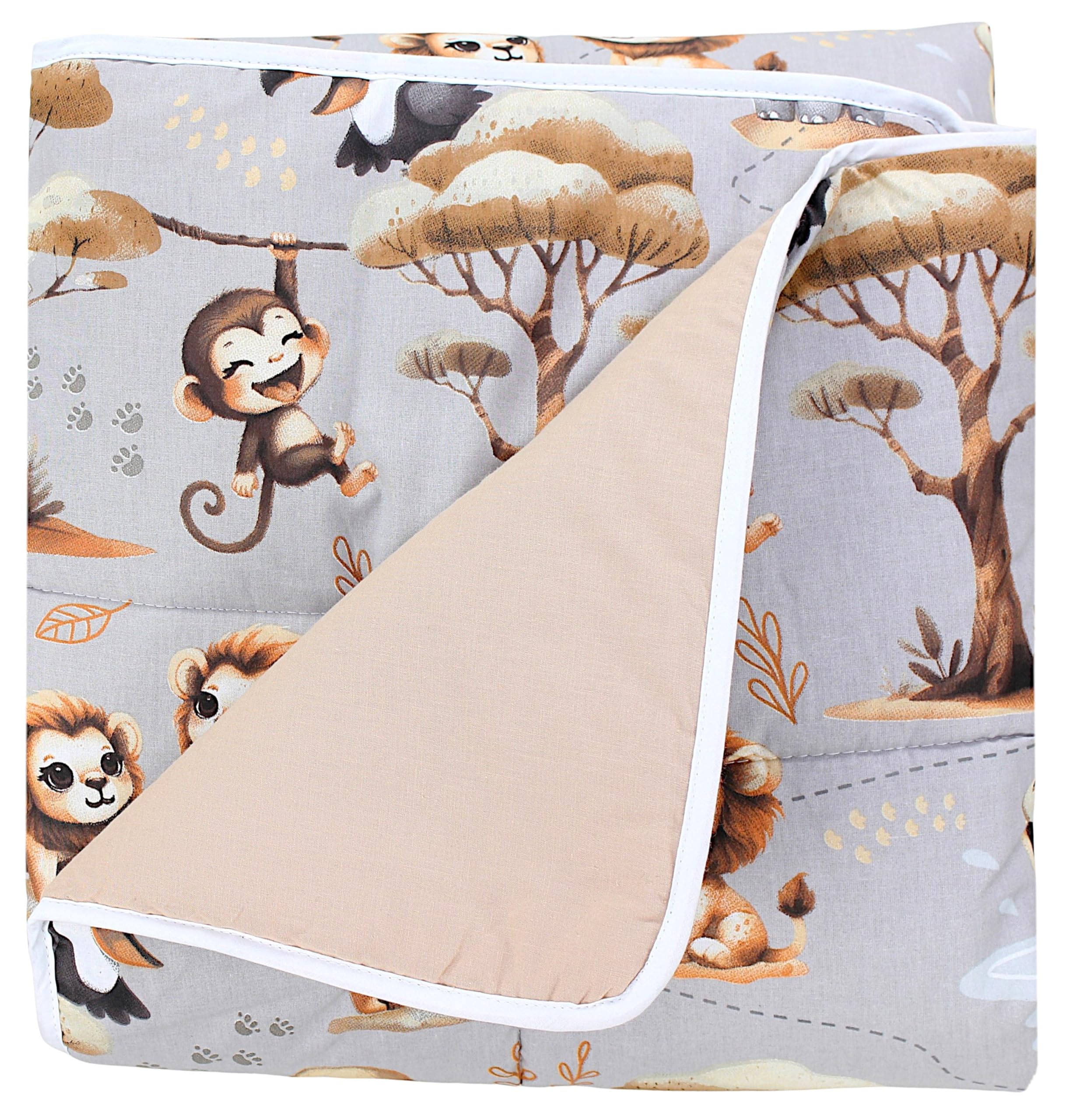 TupTam Tappeto Play Mat Per Bambini e Neonati Coperta 120 x 120 cm Gioco Imbottita XXL, Animali della giungla Grigi/Beige