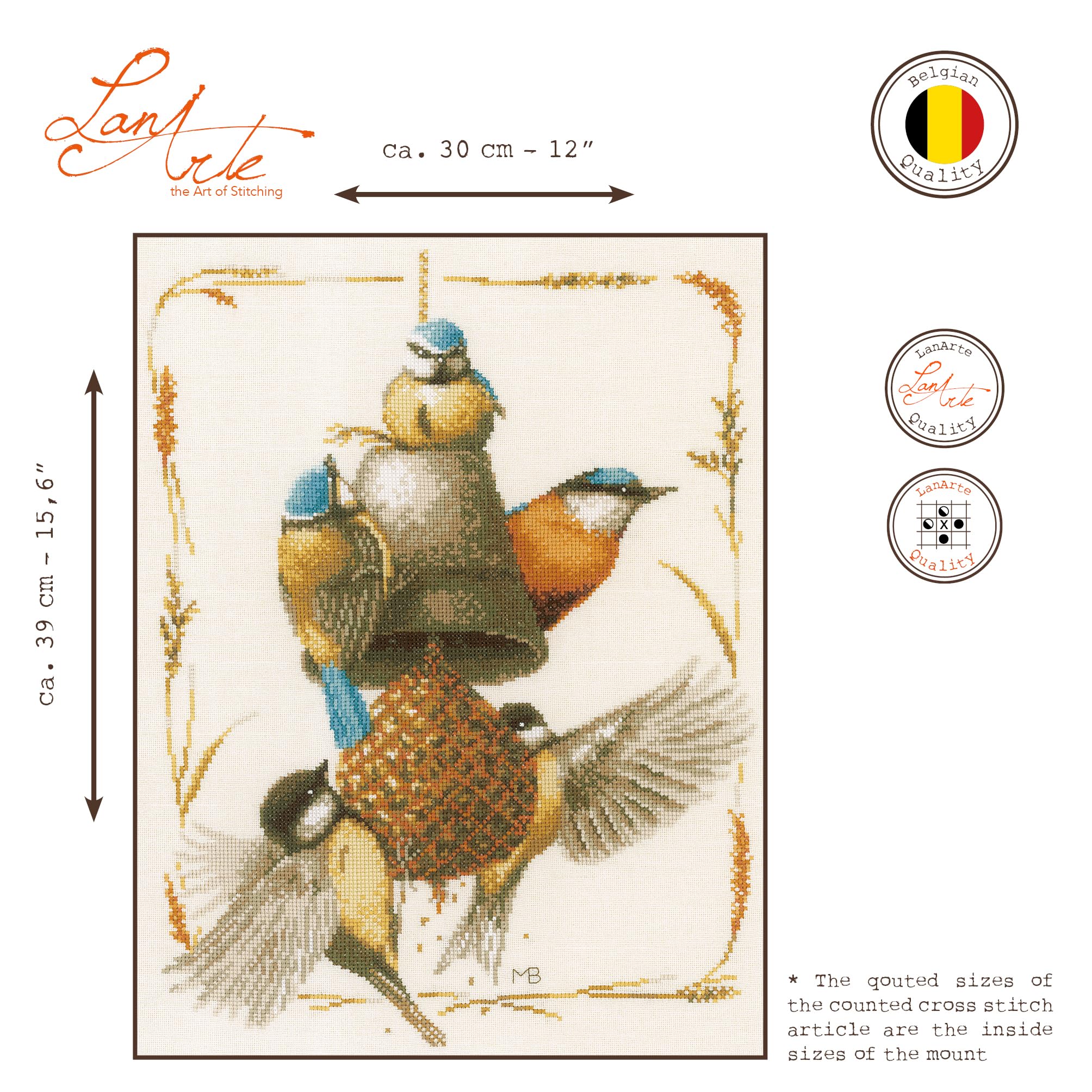 Lanarte Kreuzstich Stickpackungen Gezählter Kreuzstichbilder Set MB VOGELHÄUSCHEN Wanddekoration Handarbeit Set für Erwachsene 30 x 39 cm DIY Deko Bastelset Handwerker Kreative Geschenkset
