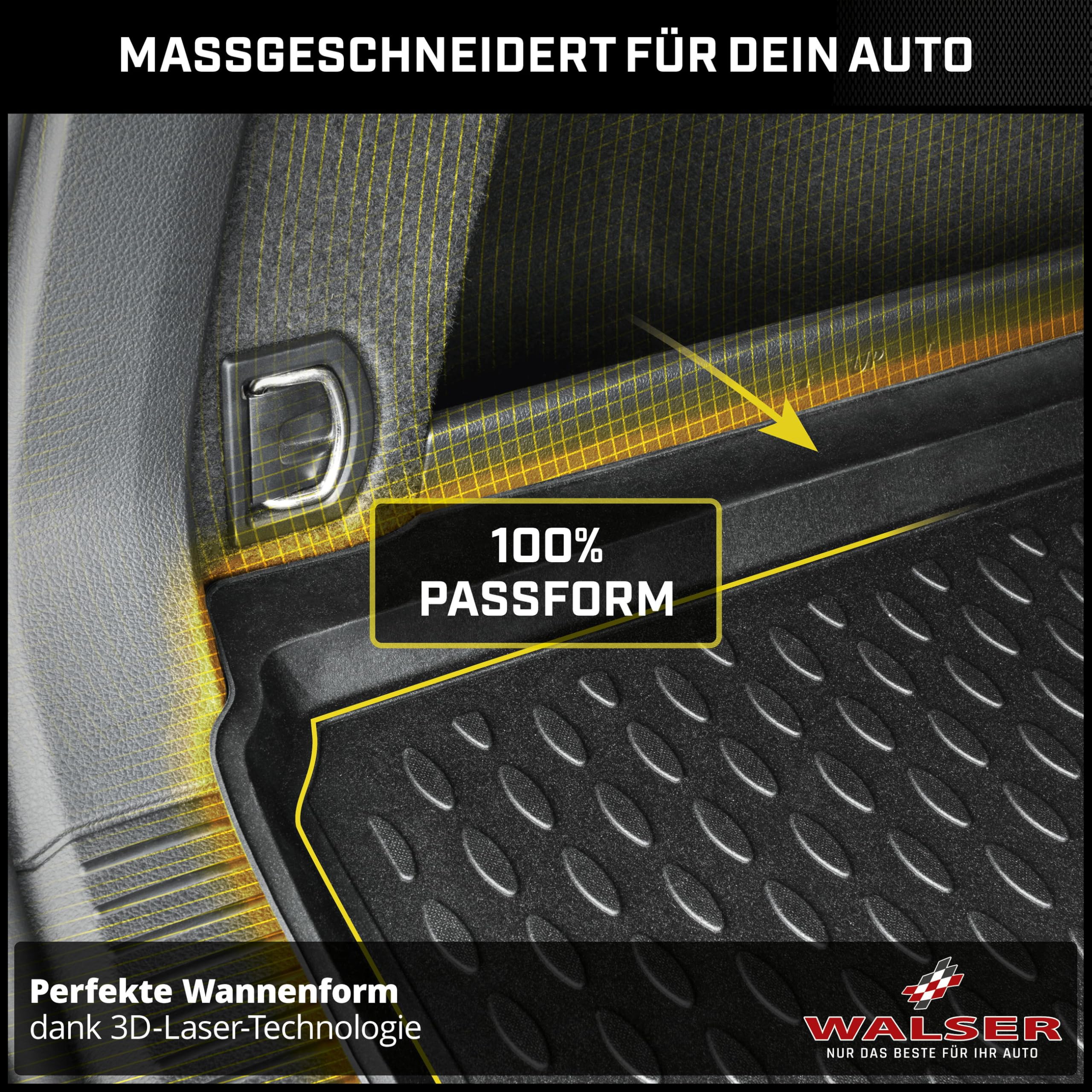 WALSER XTR Kofferraumwanne für Peugeot 3008 SUV oberer Ladeboden 2016-Heute, 100% passgenaue Antirutschmatte Auto, Gummimatte Auto, Kofferraum Schutzmatte, Auto Gummimatten