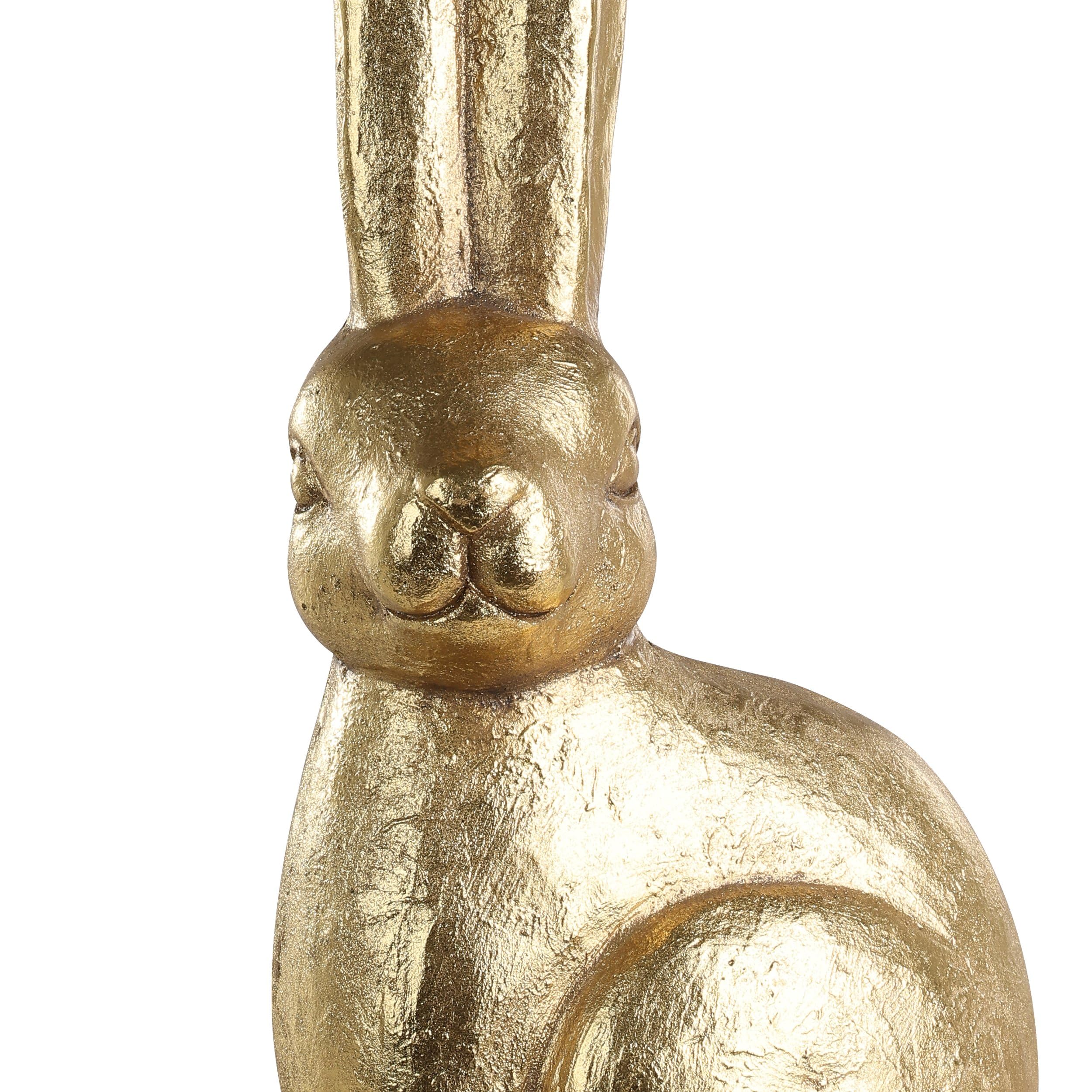 EGLO LIVING Osterdeko Hase Chilandy, große Deko Figur Ostern Frühling, Frühlingsdeko Osterhase, Elegante Osterfigur aus Kunststein in Gold, 62 cm | Frühlingsdeko Osterhase, elegante Osterfigur aus Kunststein in Gold, 62 cm