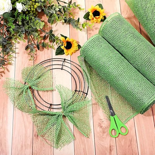 Vista 58 de 3 rollos de malla decorativa de arpillera de poliéster de 10 pulgadas de ancho, rollos de cinta decorativa de poliéster para decoración de coronas