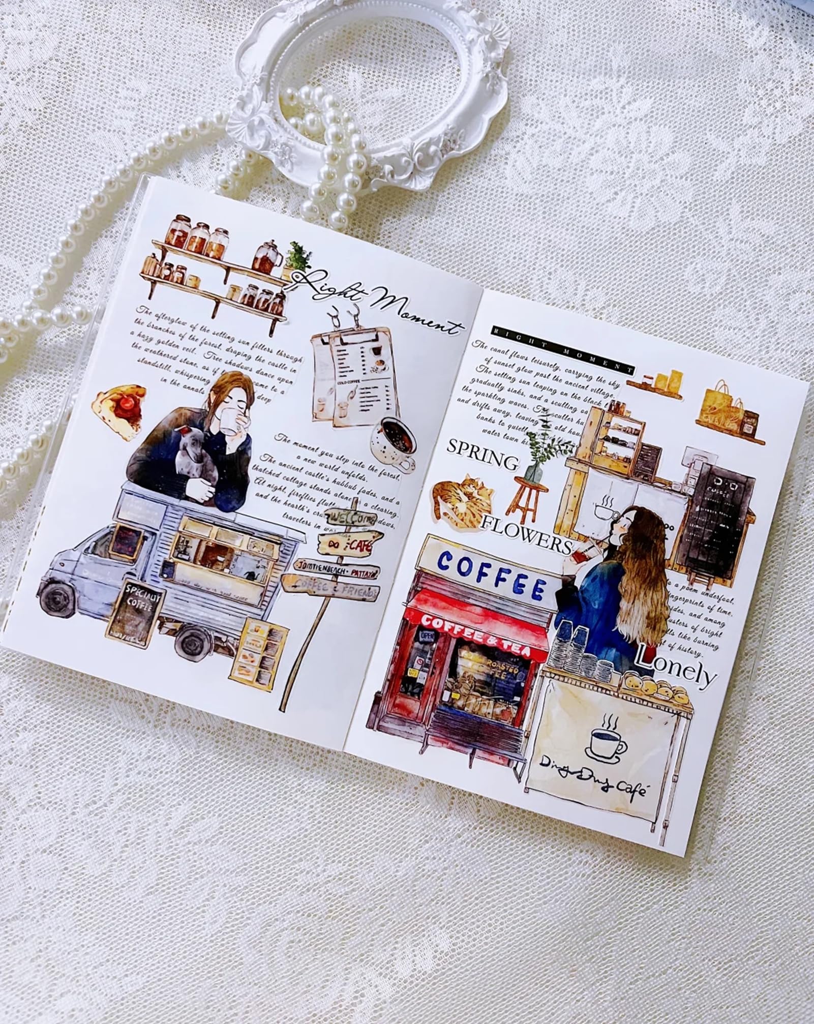 DingDing Vol11-38 A Cup of Coffee or Tea,Matte PET of Pre-cut Washi Tape Stickers,1.97 INx10.94 YD,Orginal Character Design for Scrapbooks Supplies,Journaling,Junk Journal,Bullet Journals,Planners