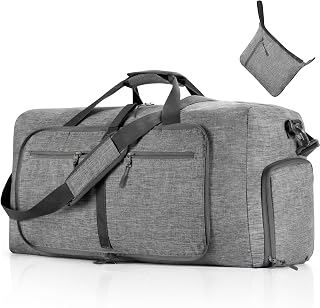 Vomgomfom 65L/85L/115L Foldable Travel Duffle Bag with Shoe Compartment - Lightweight Water-Resistant Checked Luggage for Men & Women