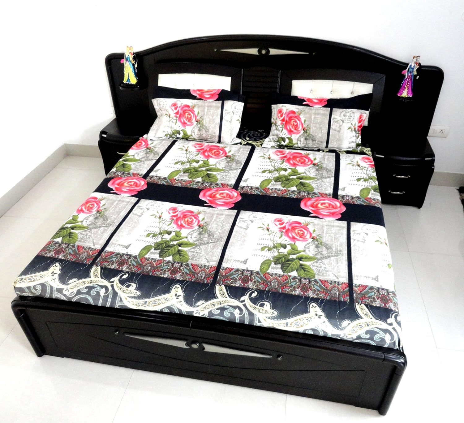 Unique Palette Floral Double Bedsheet with 2 Pillow Covers/Double Bedsheet/Bed Sheet for Couple