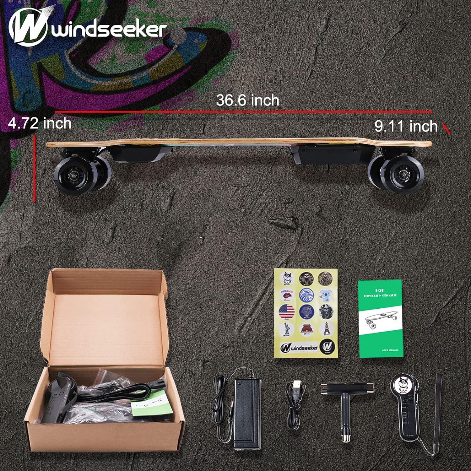 Flаѕh Dеаlѕ - 50% оƒƒ Electric Skateboard, Electric Longboard with Remote for Adults and Teens, 450W Brushless Motor, 20 MPH Top Speed, 12.5 Miles Range, 5+2+1 Plys Maple, Bamboo and Glass Fiber （Upgraded）…