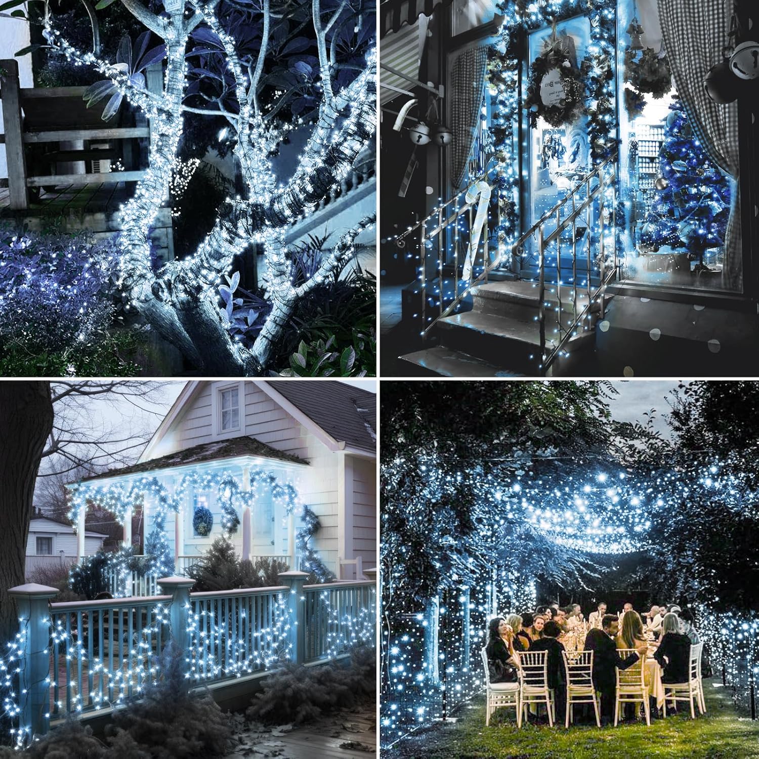 btfarm 4 Pack Solar Christmas Lights Outdoor, Total 157Ft 480LED Solar String Lights Outside Waterproof, 8 Modes Twinkle Tree Light Solar Powered for Xmas Garden Patio Party Wedding Decor, Cool White