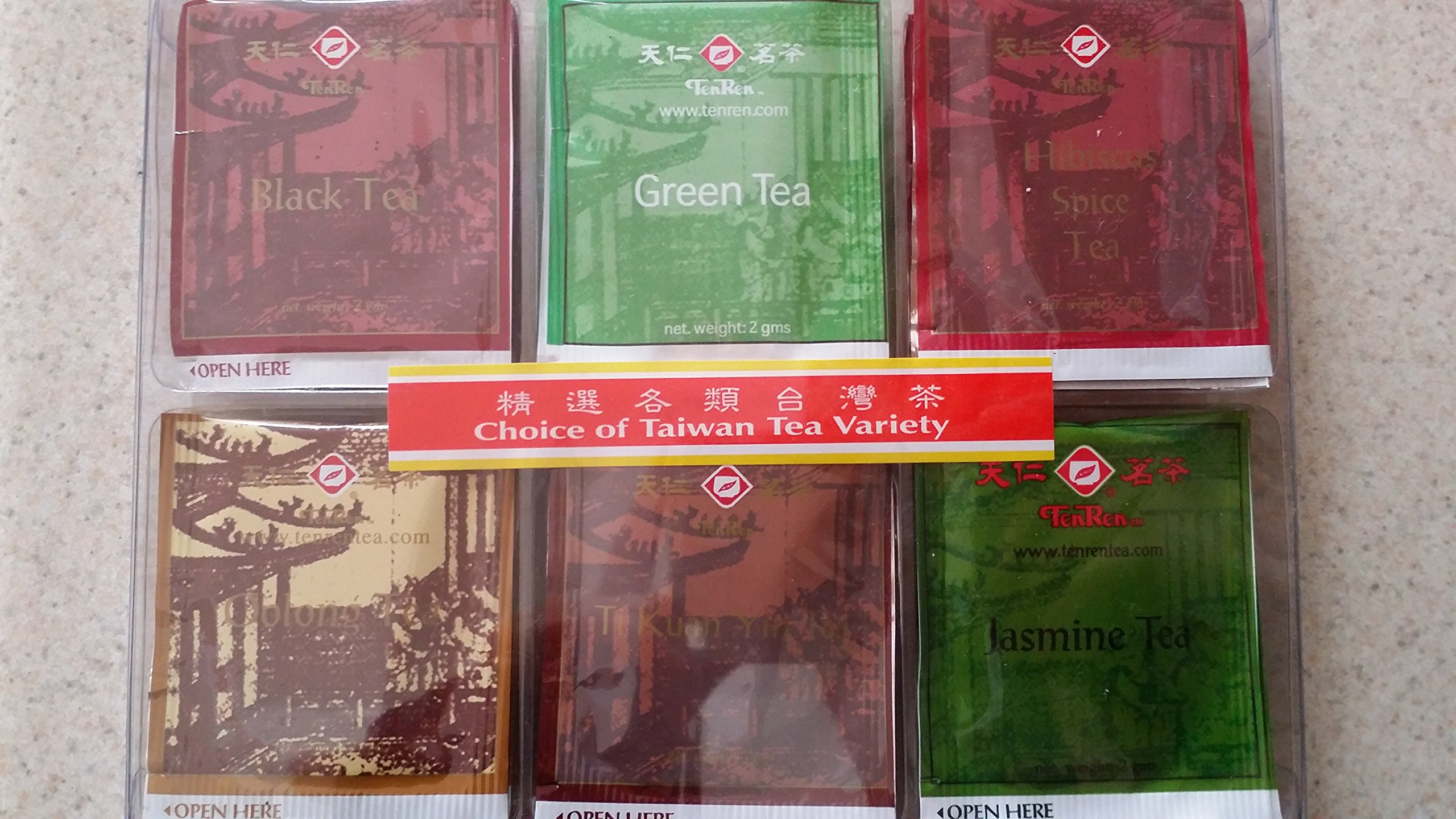 TenRen Assorted Taiwan Tea Bag Variety Pack (Black Tea, Green Tea, Hibiscus Spice Tea, PouChong Tea, Oolong Tea, Jasmine Tea)(30 tea bags)