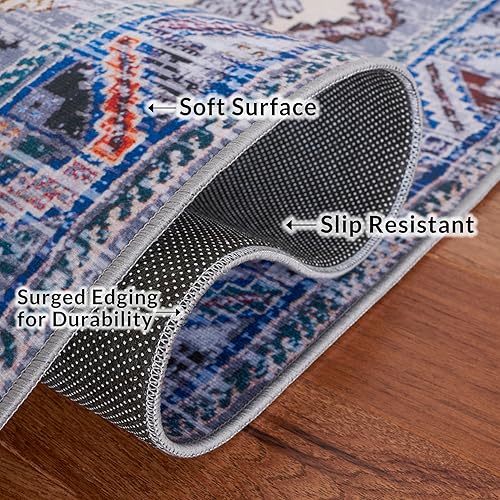 Miniatura 7 de SAFAVIEH Alfombra lavable Tucson Collection - 6 x 9 pies, beige y gris, antideslizante, ideal para zonas de alto tráfico en sala de estar,