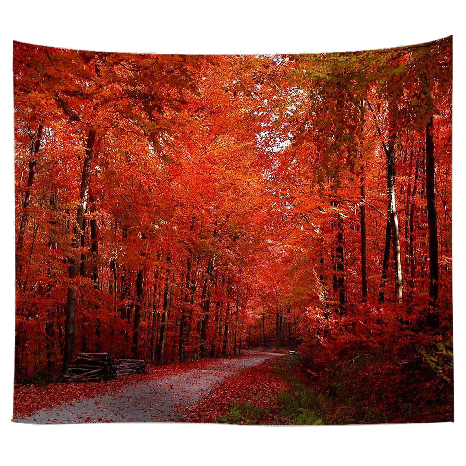 Tapisserie murale vintage forêt d'érable rouge en toile imprimée 230x150cm style A