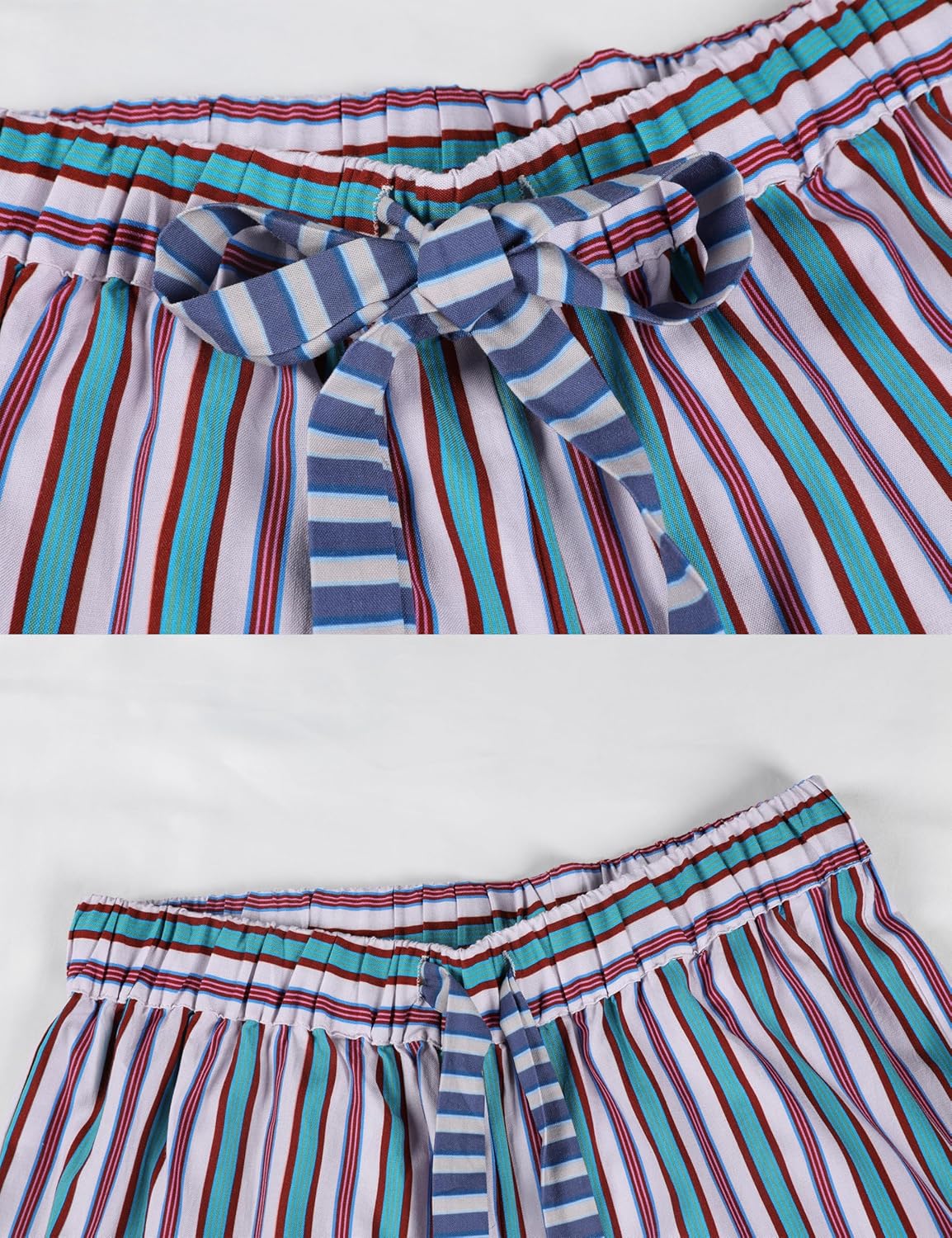 Bankeng Women Drawstring Striped Pants Loose Wide Leg Lounge Pants Casual Palazzo Pants Trousers with Pockets - Image 2
