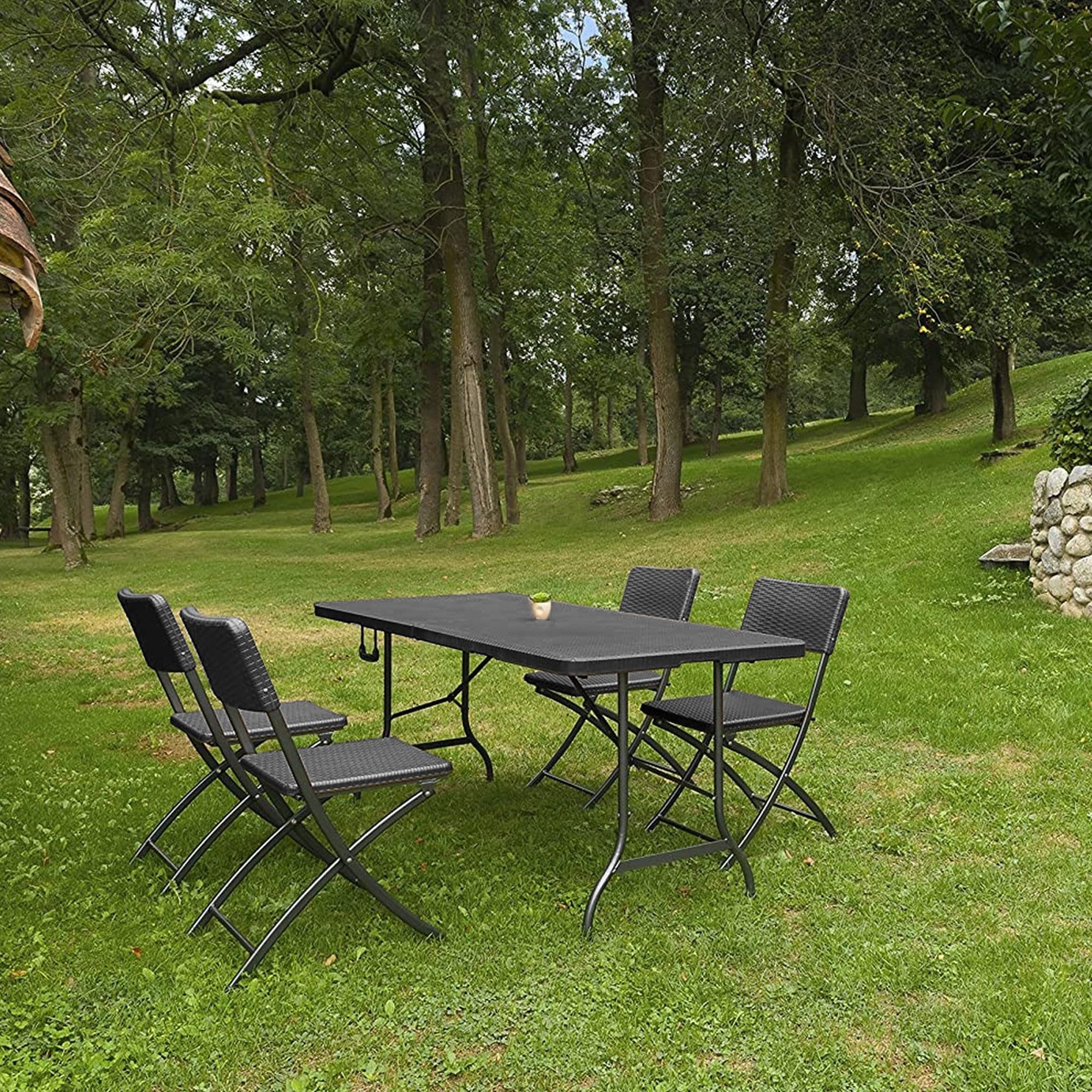Picnic Tavolo Pieghevole Multifunzionale, Marrone Scuro