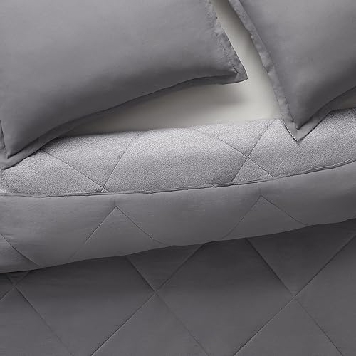 Miniatura 29 de Serta Juego de edredón completo reversible de 7 piezas con sábanas y funda de almohada para todas las estaciones, matrimonial, microchip