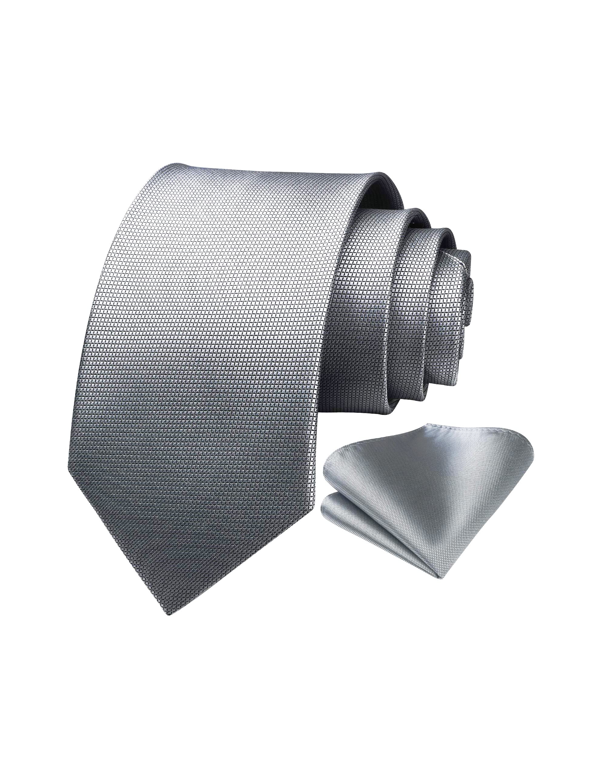HISDERN Ties for Men Plaid Checkered Tie with Pocket Square Woven Business Formal Necktie Handkerchief Set Wedding Party