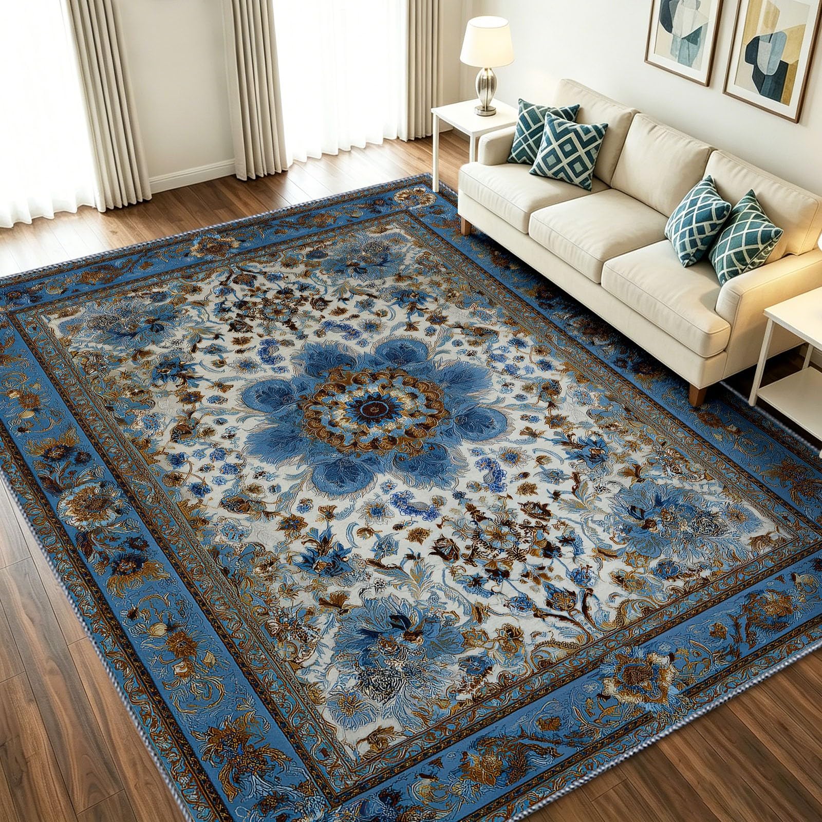 Tapis de salon 160x230 floral rétro pour bureau et chambre
