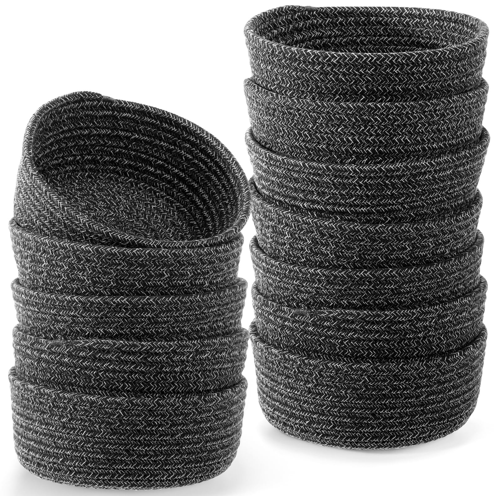 Photo 1 of Yinkin 12 Pack Small Cotton Rope Storage Baskets (White Grey)