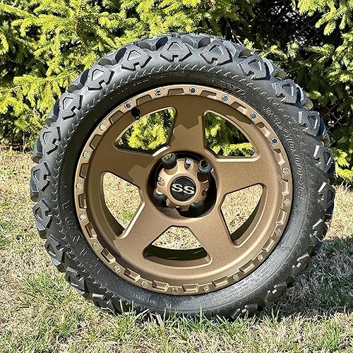 Vista 121 de Juego de 4 ruedas y neumáticos para carrito de golf Phantom en negro brillante de 14 pulgadas, neumáticos todoterreno de 23x10-14, certificación 14