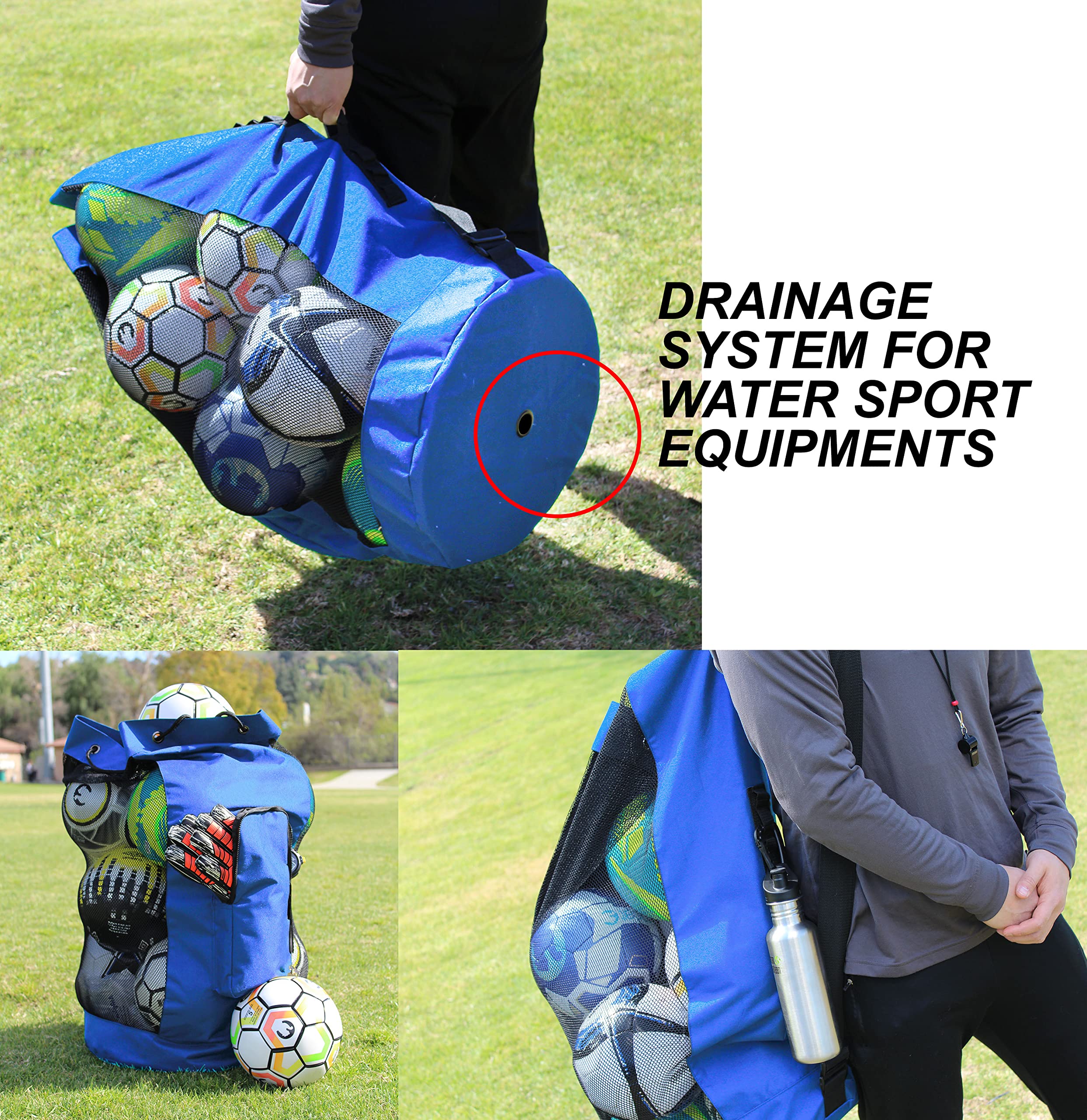 Fitdom Sac De Ballon De Football En Maille Robuste XL Avec Bandoulière