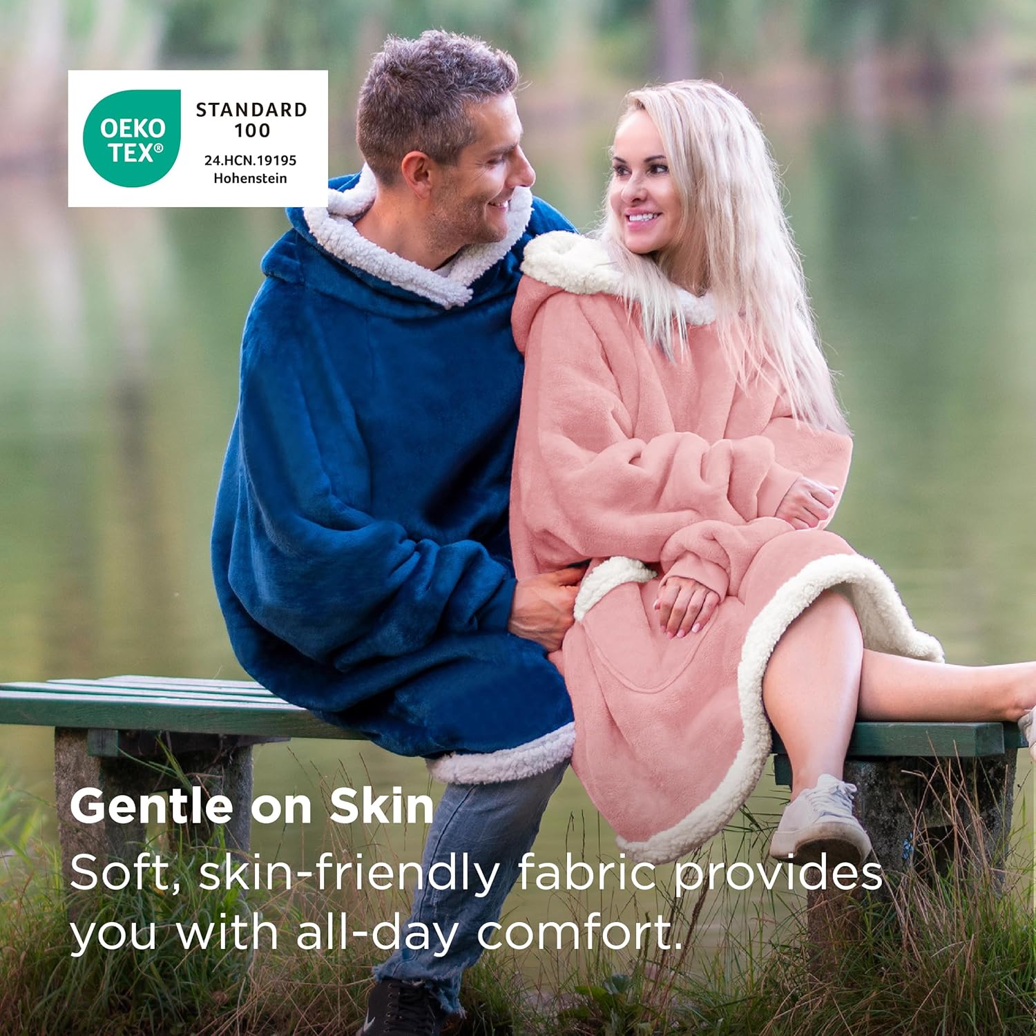 Bedsure Blanket Hoodie, Wearable Blanket Hoodie as Valentines Day Gifts for Women, Birthday Gifts for Mom Kids Teens Sherpa Sweatshirt, Mellow Rose, Standard - Image 3