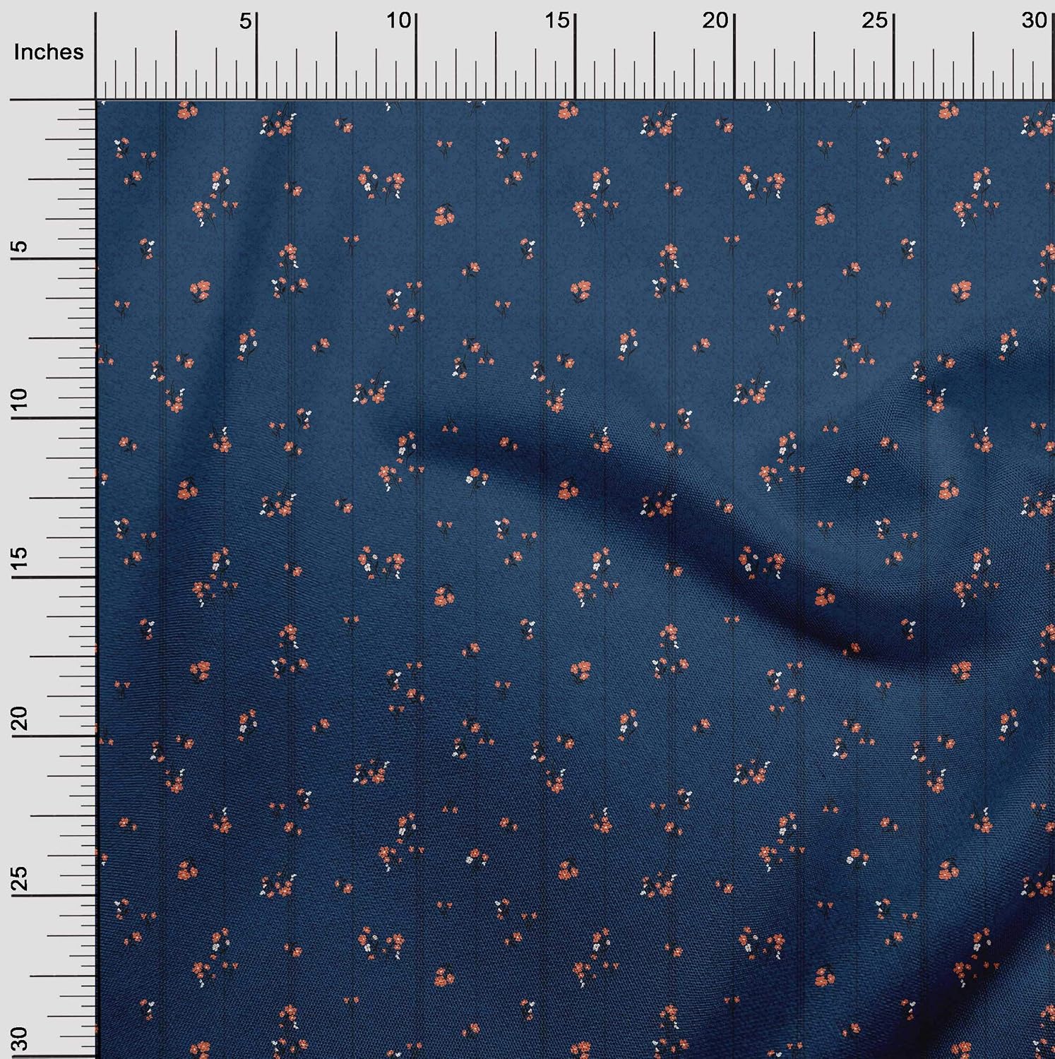 oneOone Viscose Chiffon Blue Fabric Stripe & Floral Artistic Sewing Fabric by The Yard Printed DIY Clothing Sewing Supplies 42 Inch Wide