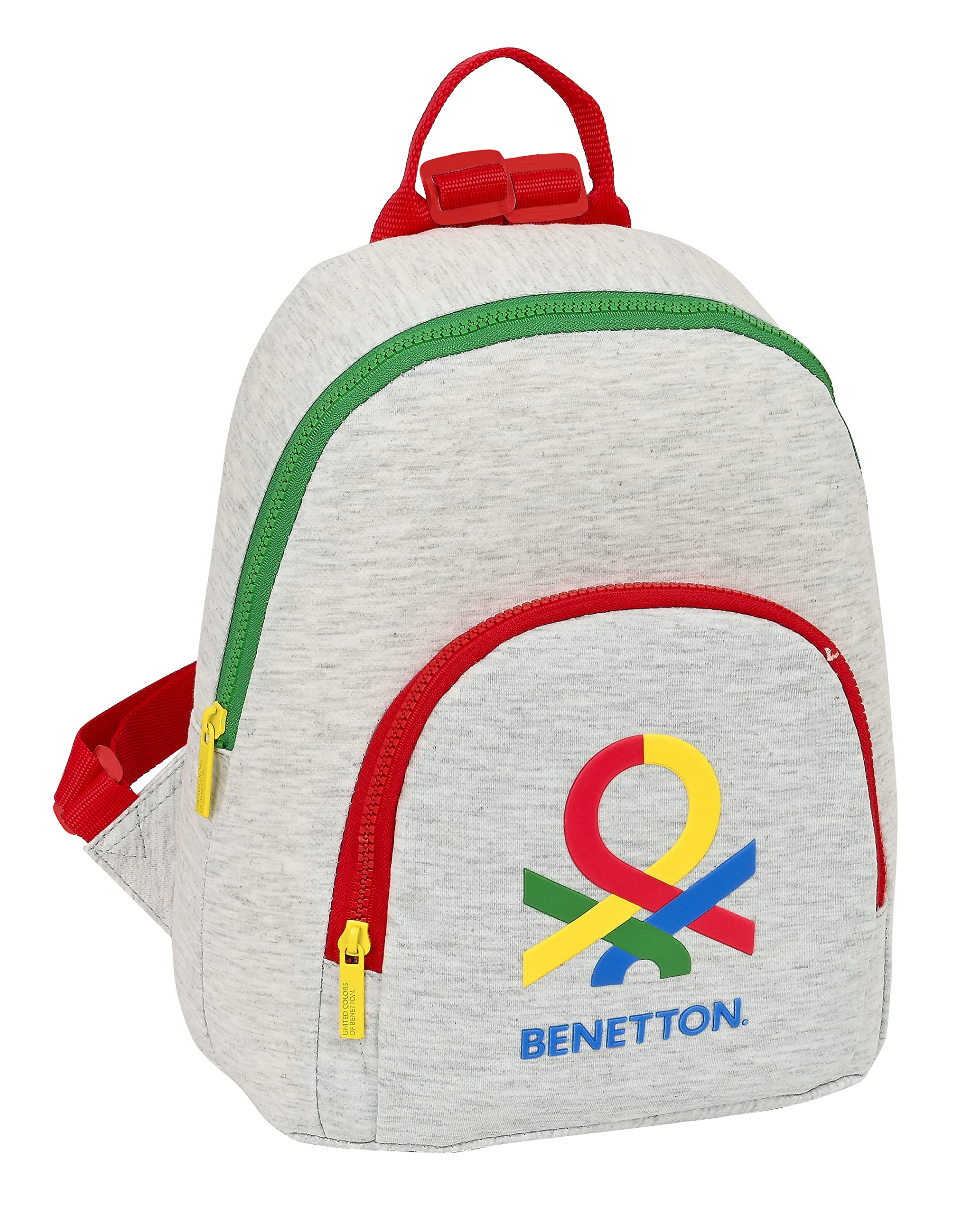 Safta BENETTON Pop - Mini Mochila para Uso Diario, Ideal para Niños de Diferentes Edades, Cómoda y Versátil, Calidad y Resistencia, 25x13x30 cm, Color Gris