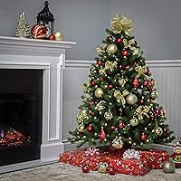 Vista 5 de National Tree Company 4.5 ft Pre-Lit Downswept Douglas Fir Artificial Christmas Tree, 450 Clear Lights, 525 Tips, Includes Stand, Green