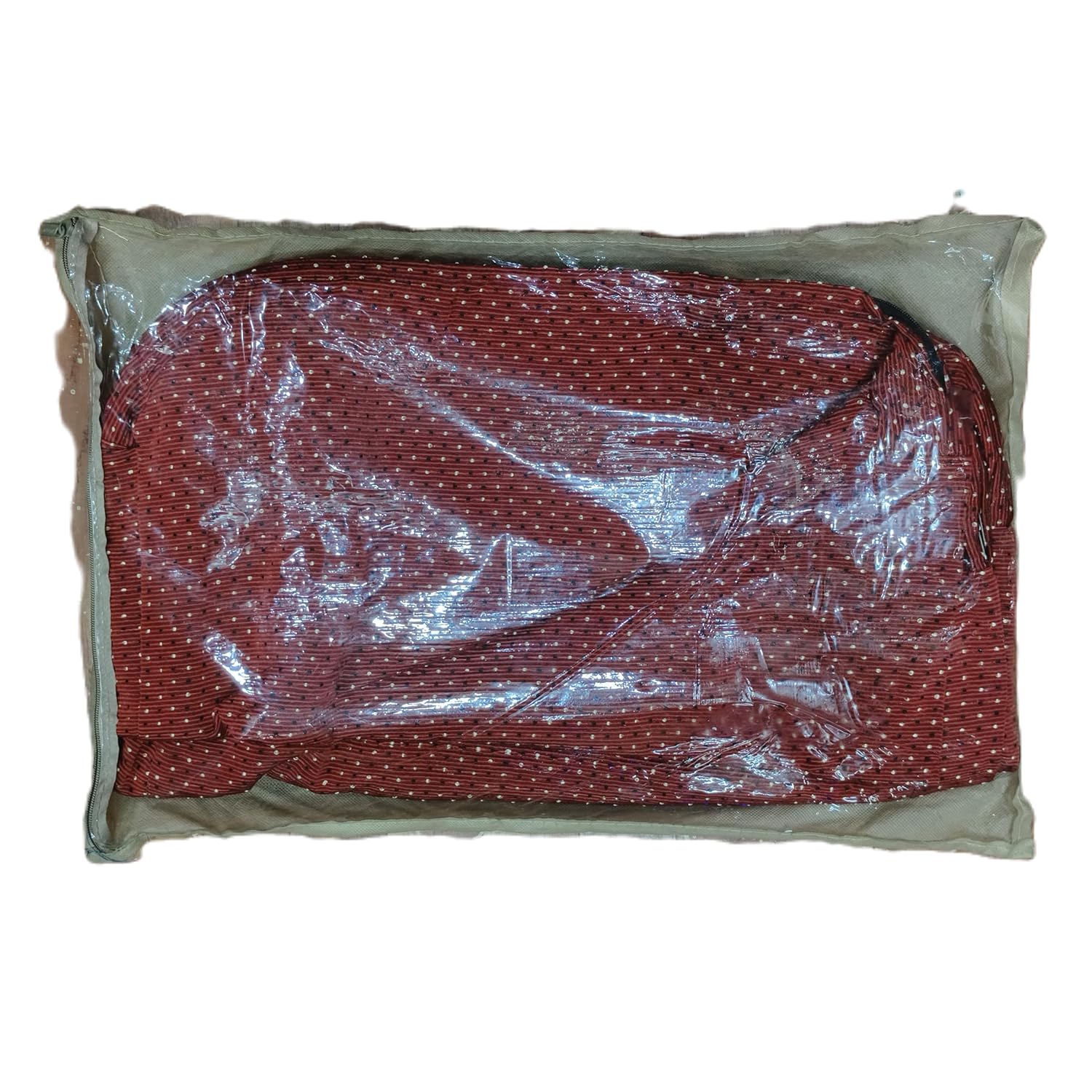 Wooden Sofa (3+1+1) Cushion Zippered Covers,10 Covers in 1 Set, Dot Design Stitched, 5 Back and 5 Seat Covers. (Red Dot)