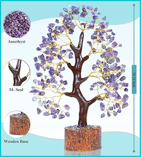 Miniatura 5 de Árbol de la vida de cristal de amatista, árbol de piedras preciosas para energía positiva, decoración de árbol de chakras, árbol de cristal