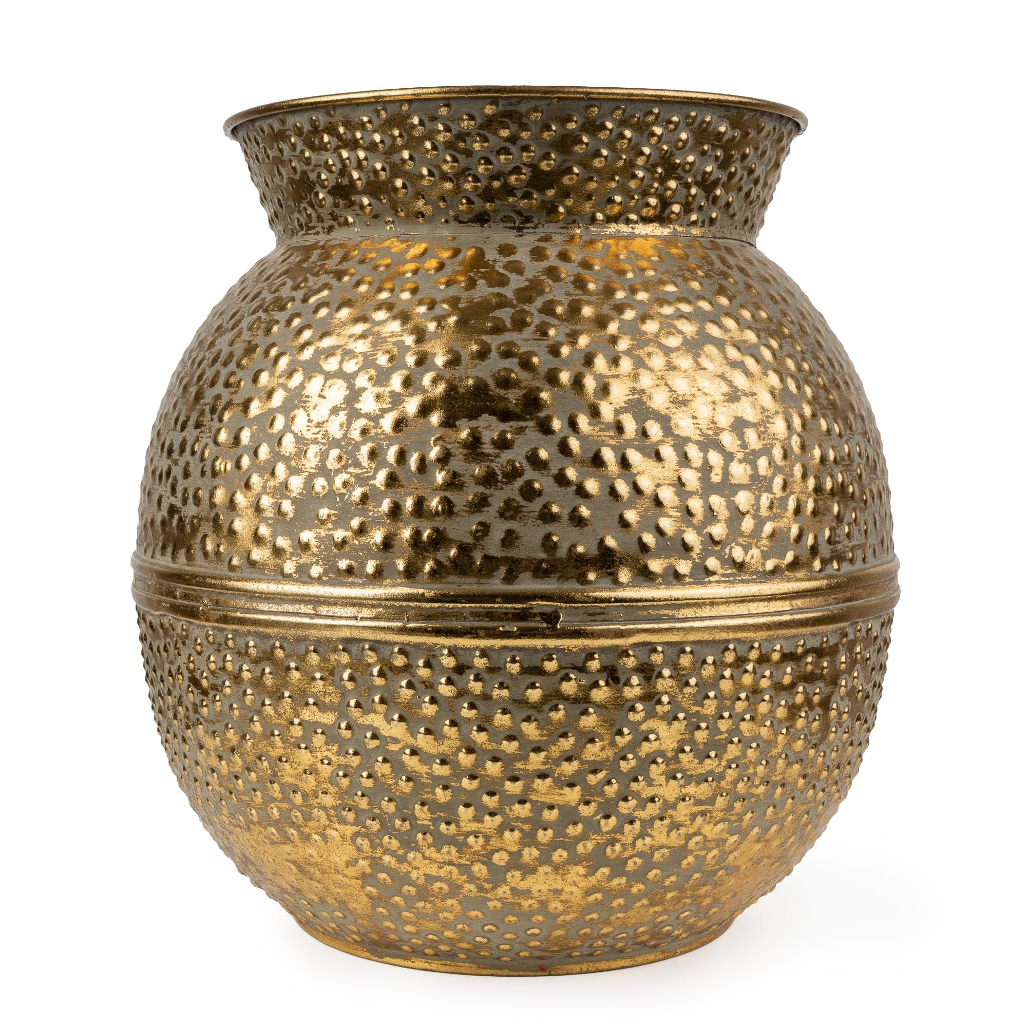 Madison & Mayfair Gold Large Antique Rounded Vase