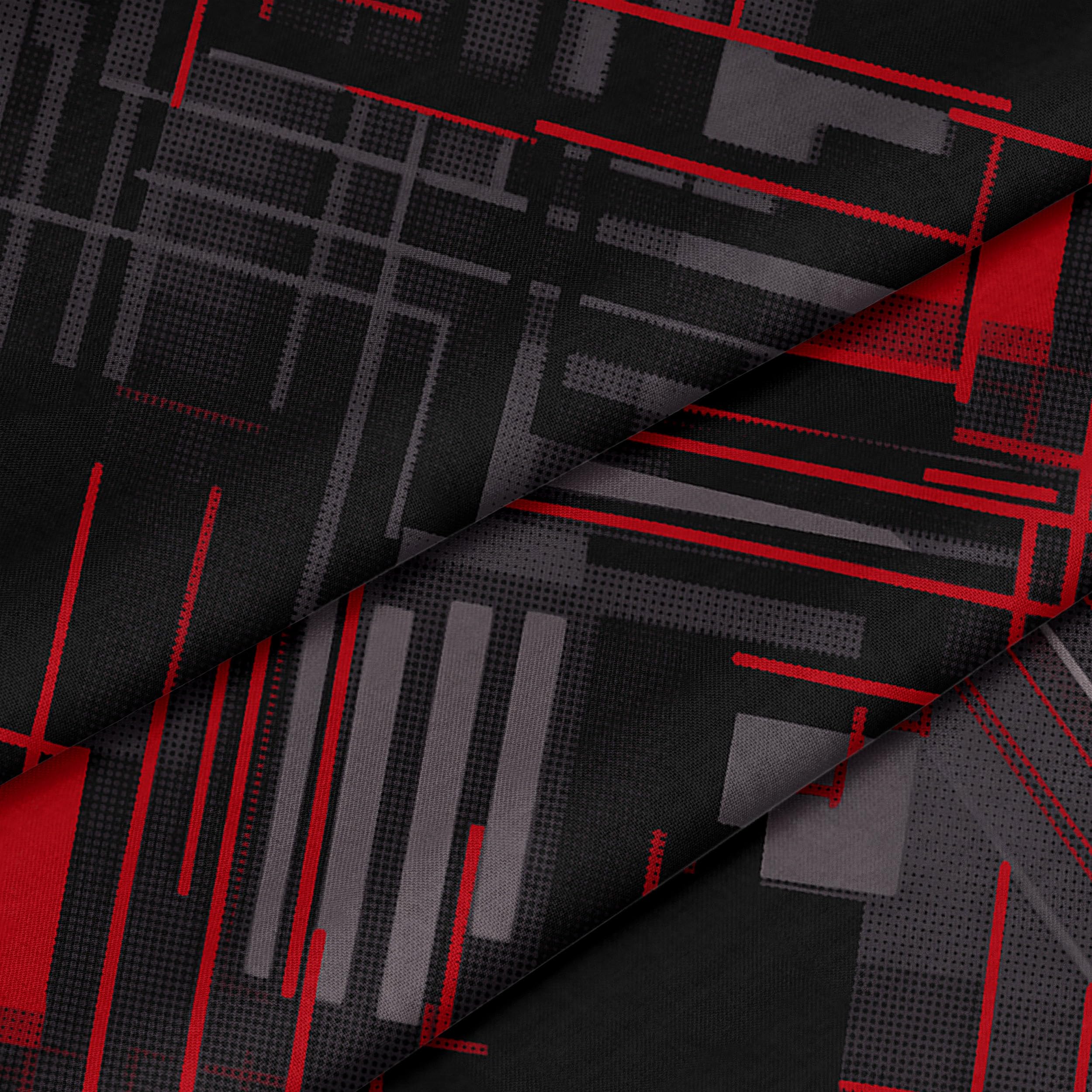 LARAWELL Biancheria da letto 135 x 200 cm, in cotone per tutto l'anno, set di biancheria da letto rosso grigio astratto geometrico Premium