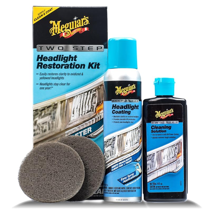 Meguiar's Kit de Restauração de Faróis em 2 Etapas com Limpador, Revestimento e Pads Abrasivos, G2970