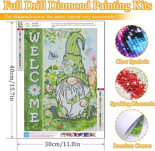 Miniatura 2 de UMOART Kits de pintura de diamantes de gnomo de primavera, kits de pintura artística de diamantes de flores para adultos y niños, kits de pintura de