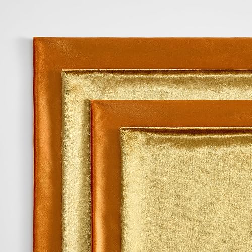 Miniatura 4 de GIGIZAZA Juego de 4 fundas de almohada de terciopelo dorado y naranja de 18 x 18 pulgadas, fundas decorativas suaves y cuadradas modernas para sofá