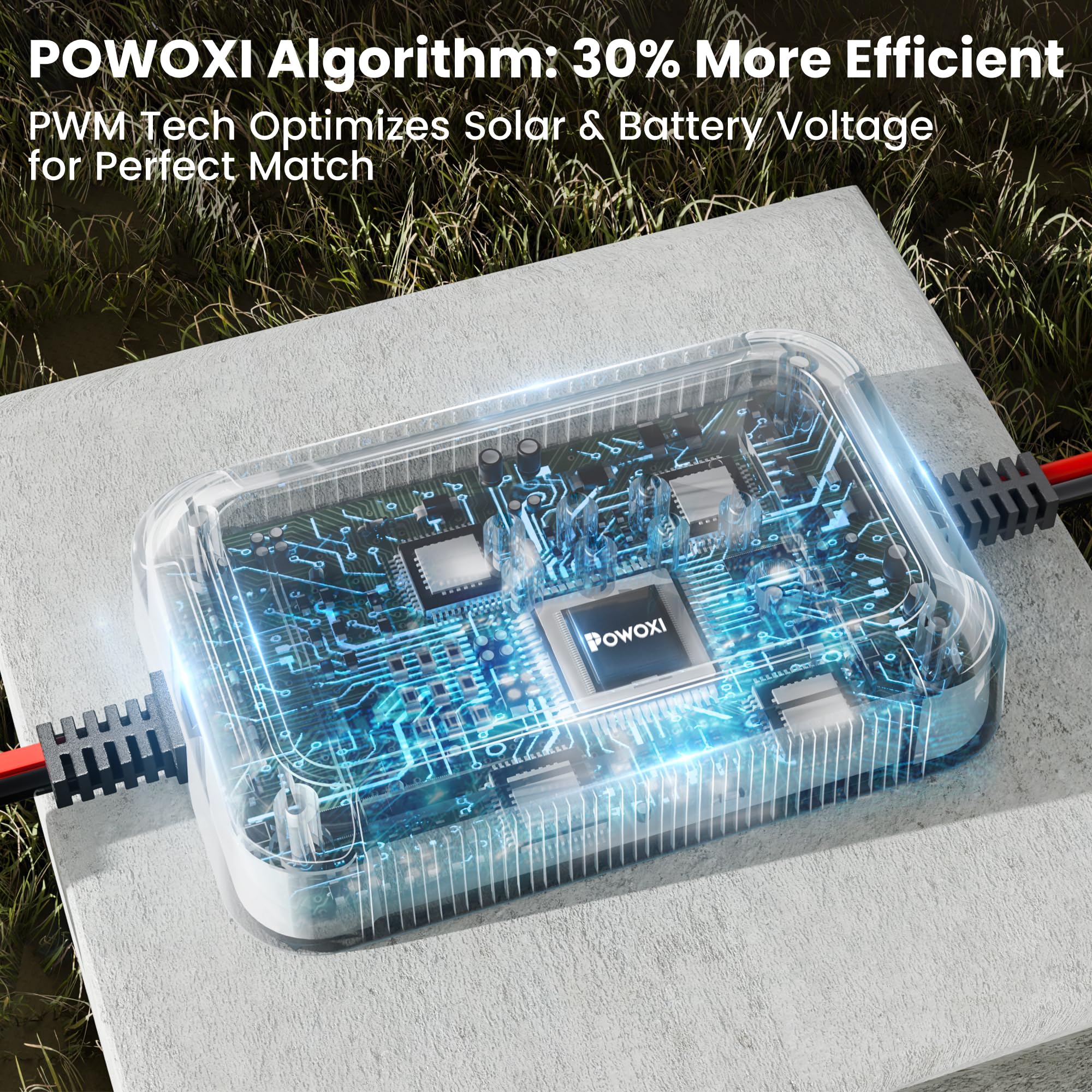 POWOXI Upgraded 12V 10amp Solar Charge Controller - IP68 Waterproof PWM Solar Charge Regulator for LiFePO4 AGM Gel Lead-Acid Batteries - Inline Battery Maintainer for RV Boat Car Trailer Truck - 4