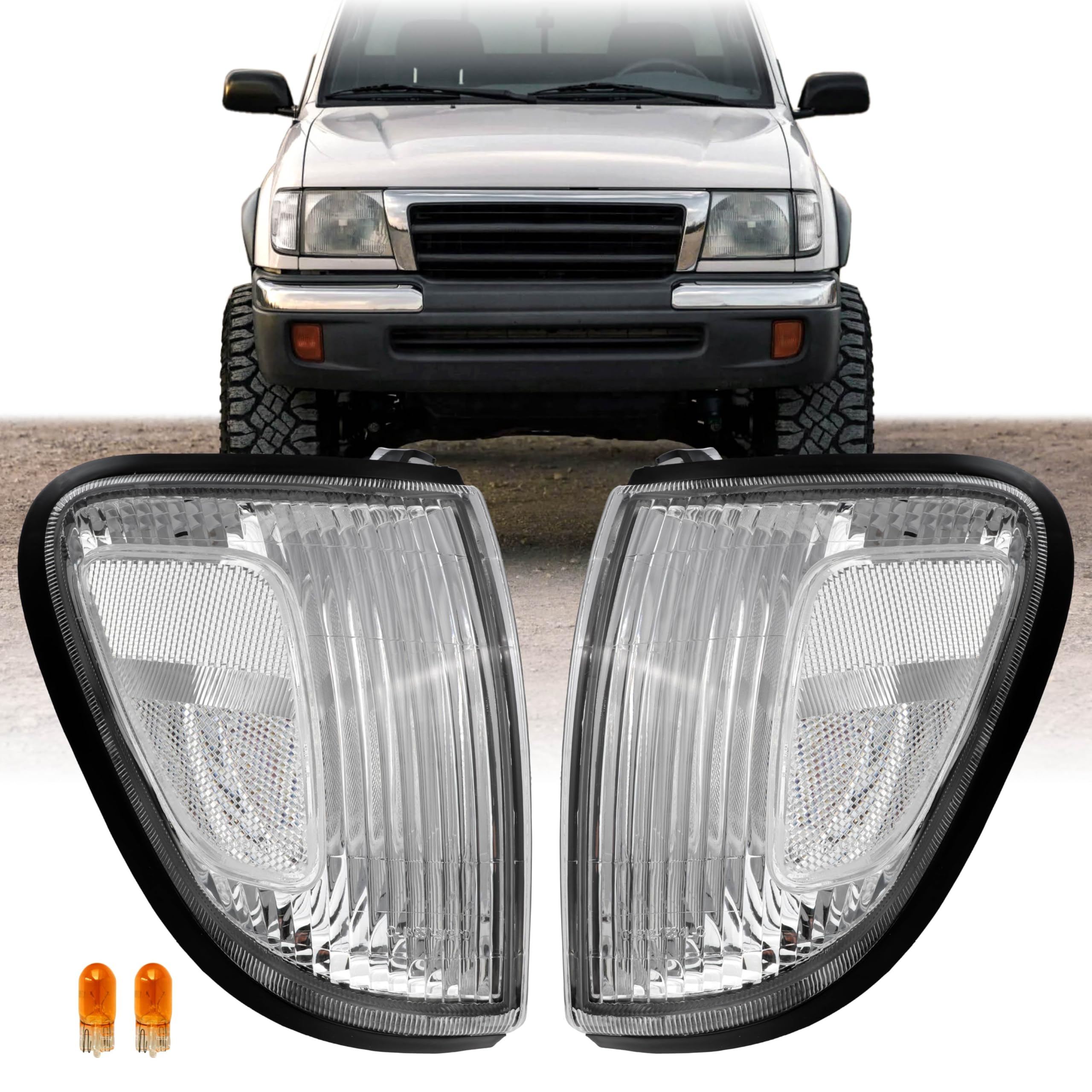 USR 98-00 Tacoma 4WD Corner Light – Front Parking Corner Lamps (Left + Right) Pair - Compatible with 1998-2000 Toyota Tacoma 4 Wheel Drive 4x4 Pickup