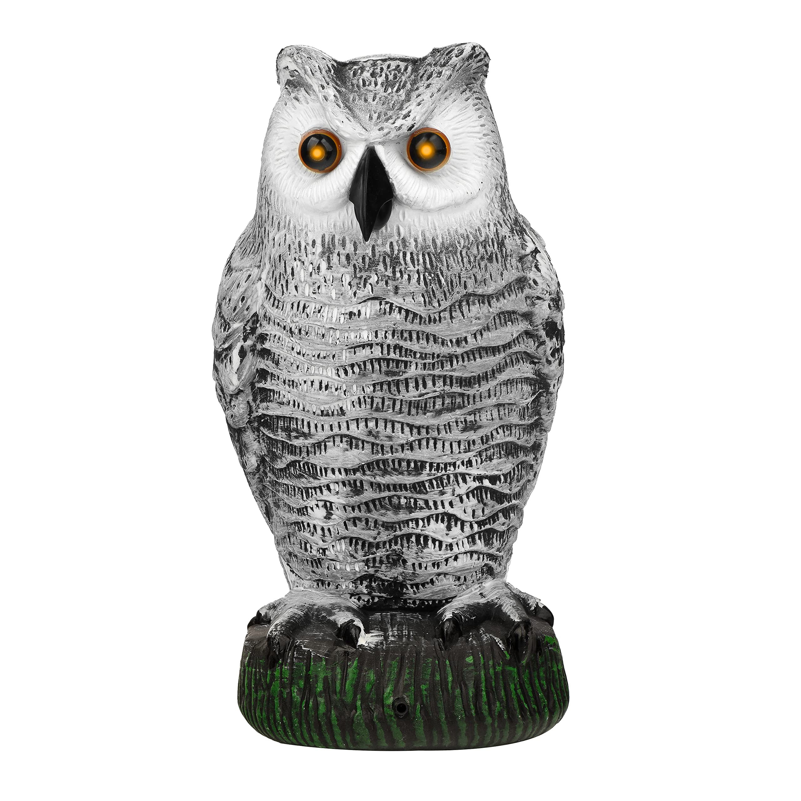 Bird BlinderFake Owl with Flashing Eyes, Motion Detector - Owl Decoy for Garden Yard and Outdoor Decoration