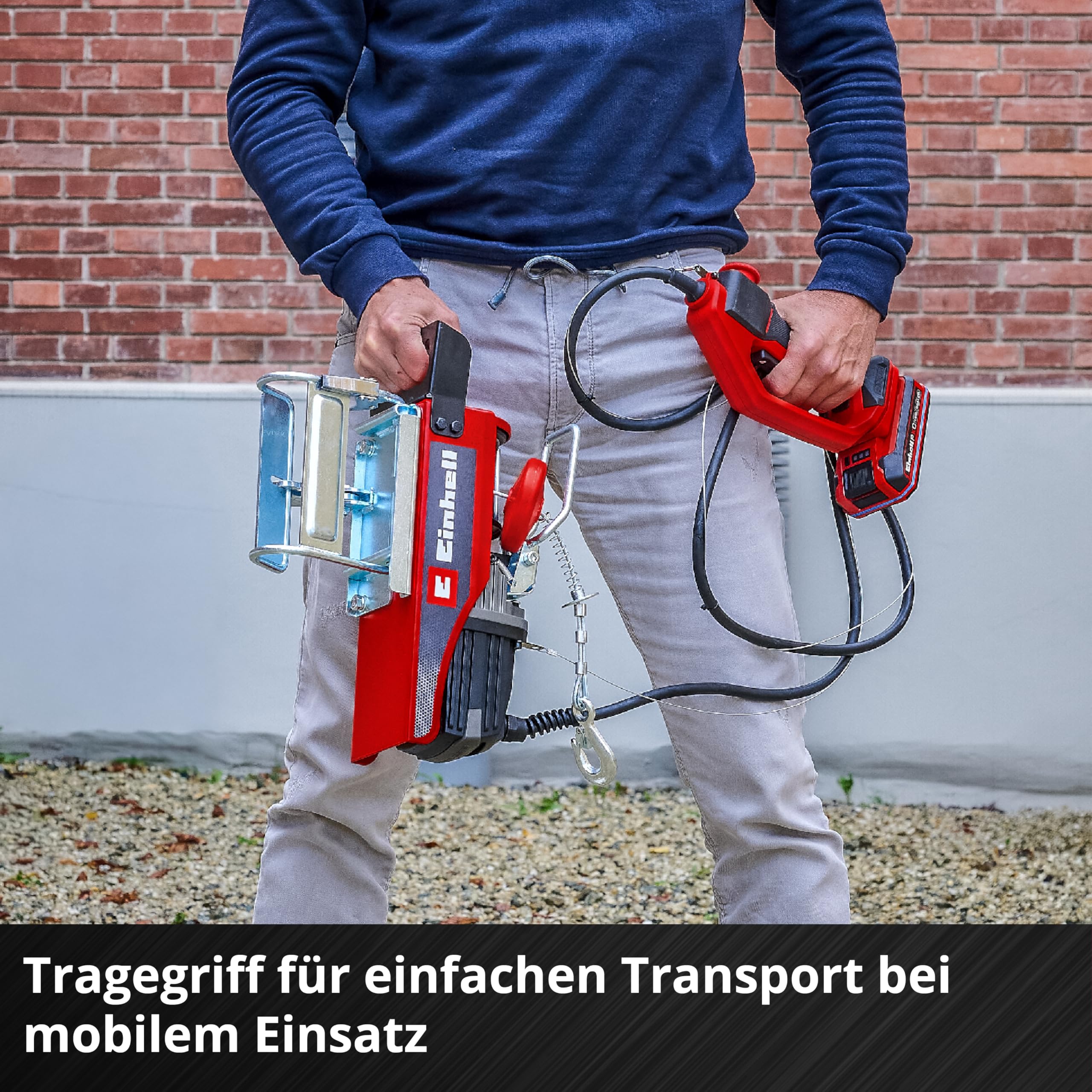 Einhell Akku-Seilhebezug TE-EH 18/250 Li BL Power X-Change 18 V Brushless Tragkraft 125 kg 250 kg Hubhöhe 12 m Stahlseil