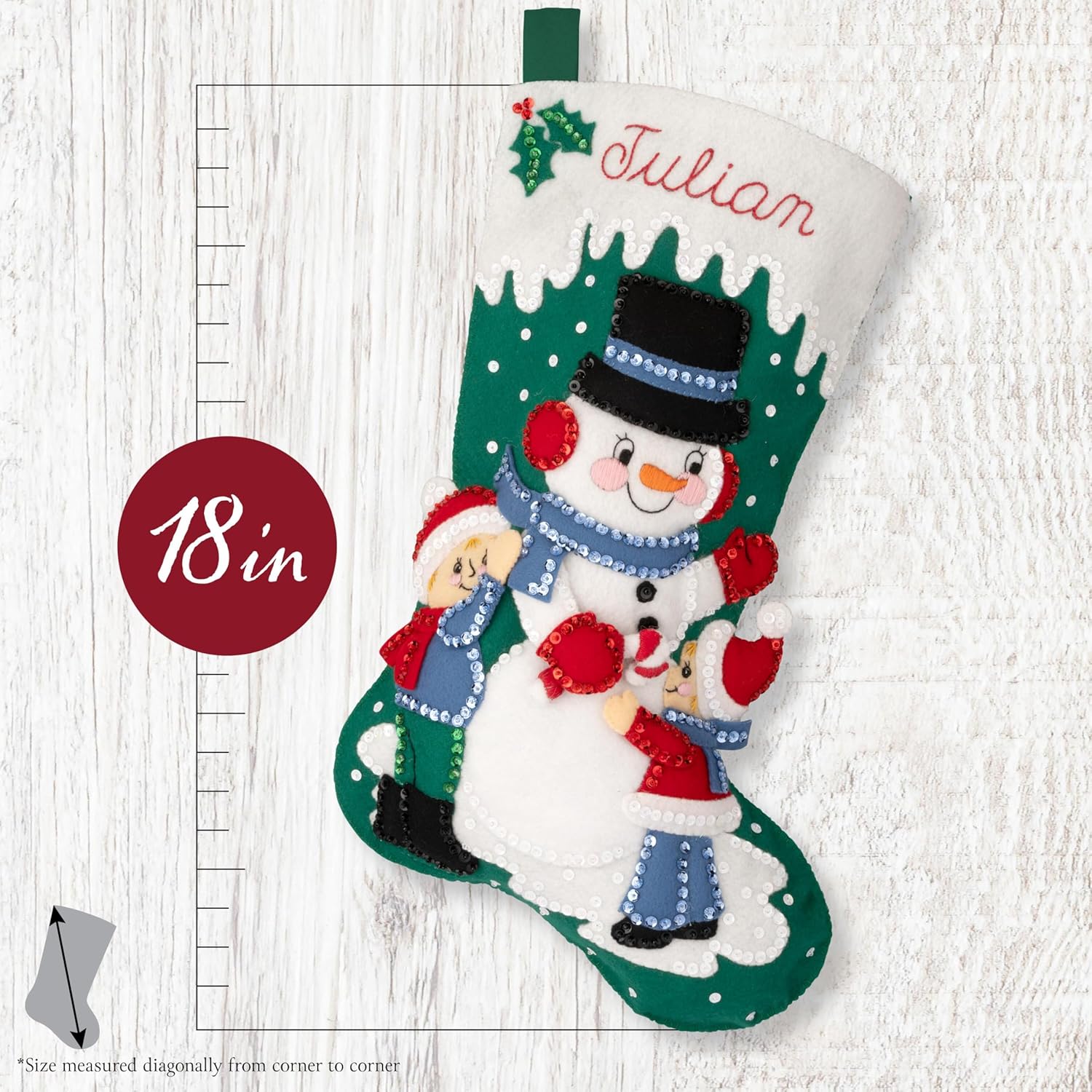 Bucilla Felt Applique 18" Stocking Making Kit, Wintertime Buddies, Perfect for DIY Arts and Crafts