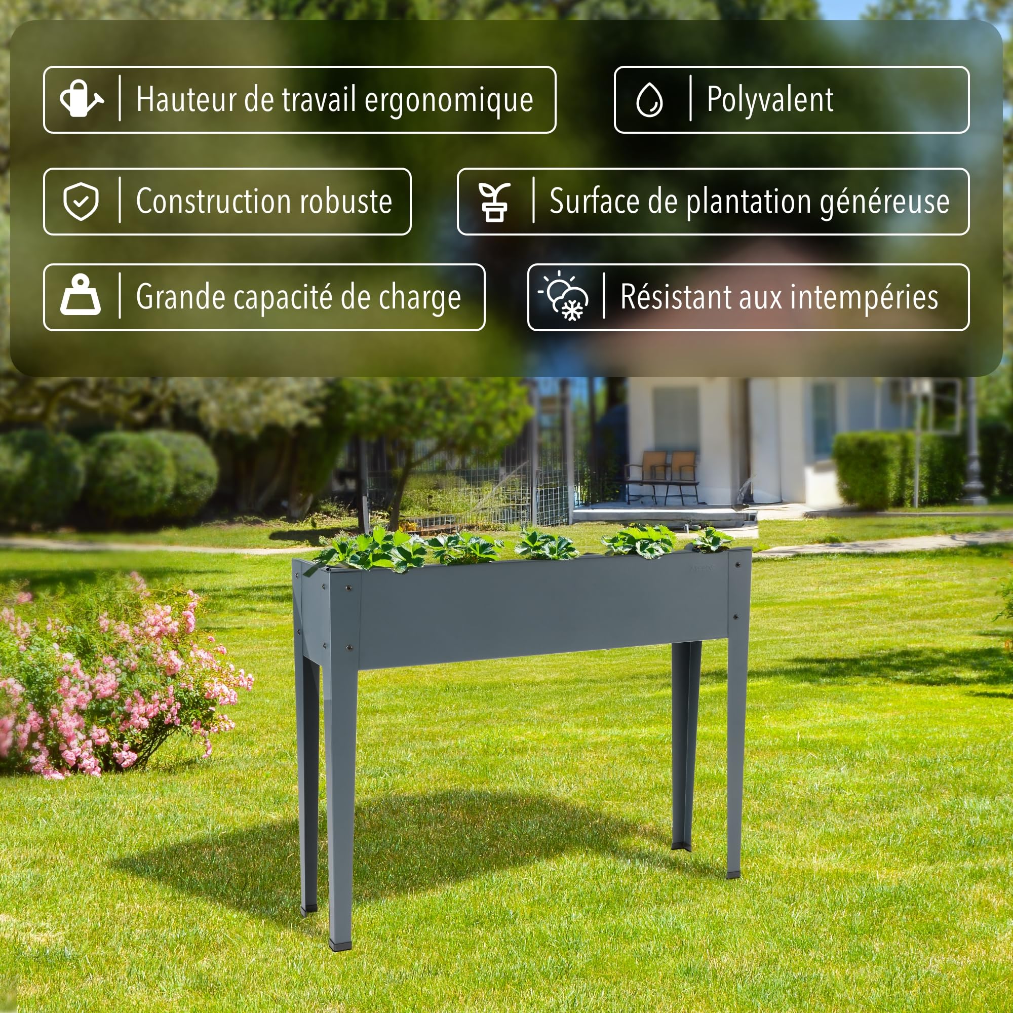 AREBOS Jardinière Surélevée 101,5 x 26 x 80 | Bac de Culture pour Jardin, Terrasse ou Balcon | Idéale pour Légumes, Fruits et Herbes Aromatiques