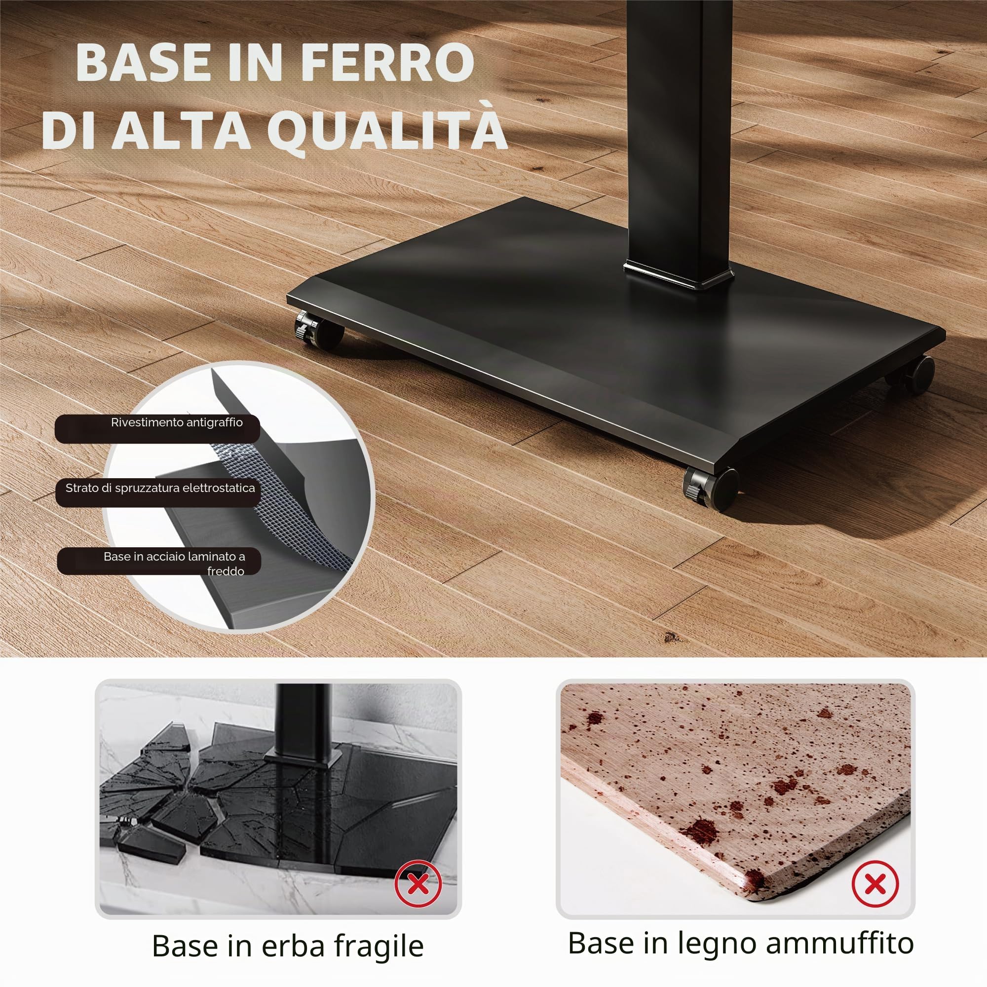 FITUEYES Carrello Porta TV con Ruote per 32-75 Pollici, Orizzontale e Verticale Supporto TV da Pavimento e Metallo Base, 40° Girevole & 7 Altezza Porta TV da Terra Max VESA 600x400mm Portata 40kg