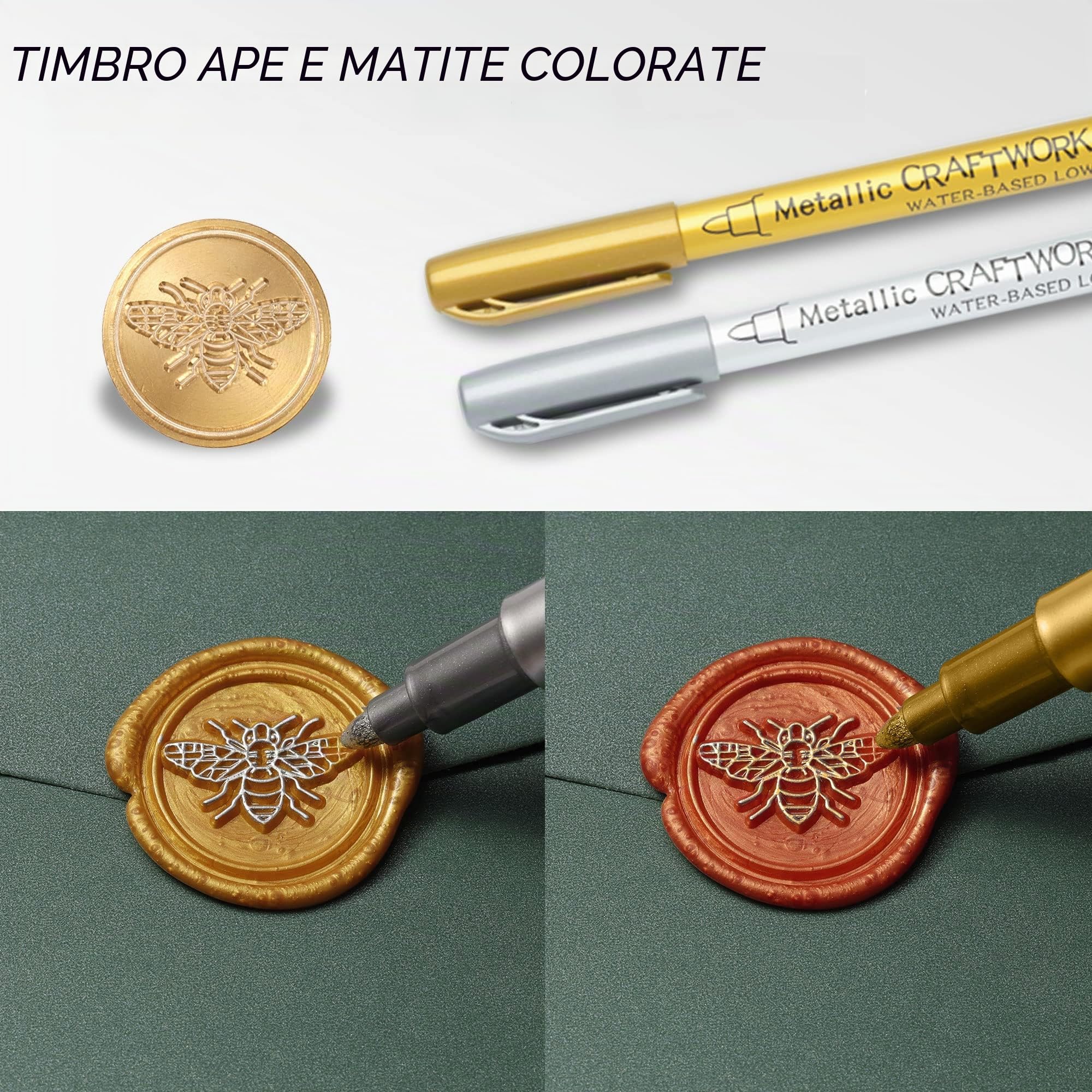Sigillo Ceralacca Set, 630 Pezzi Perline Ceralacca Kit con Ape Timbro Sigillo e Scalda Per Decorare Buste, Partecipazioni di Nozze, Festival Cartoline (Api)