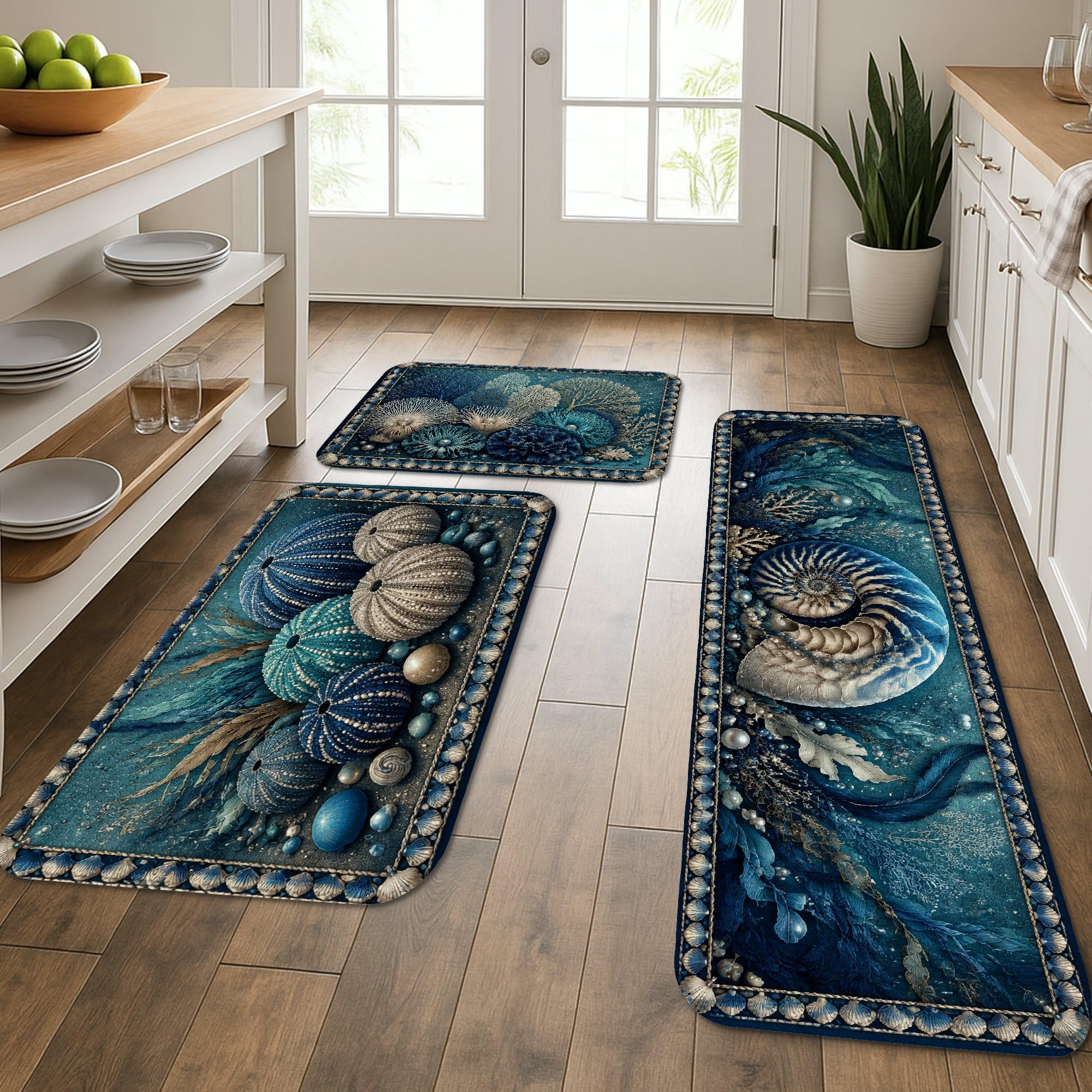 Tapis de cuisine anti fatigue lot de 3 doux contre le sol froid de la buanderie