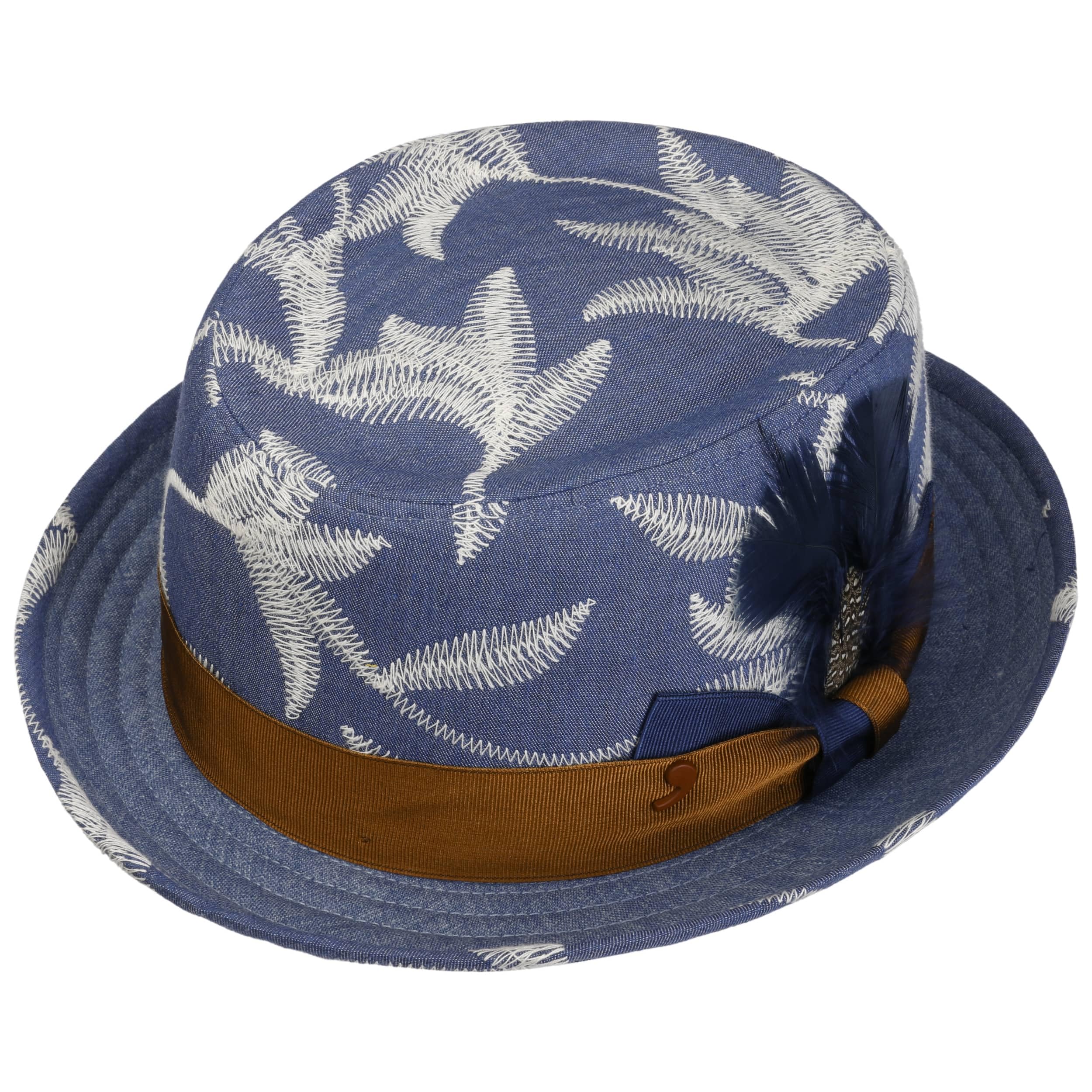 Leaves Pork Pie Stoffhut Sommerhut Sonnenhut Pork-Pie-Hut Porkpie Herren - Made in Italy mit Futter, Ripsband Frühling-Sommer Sommer