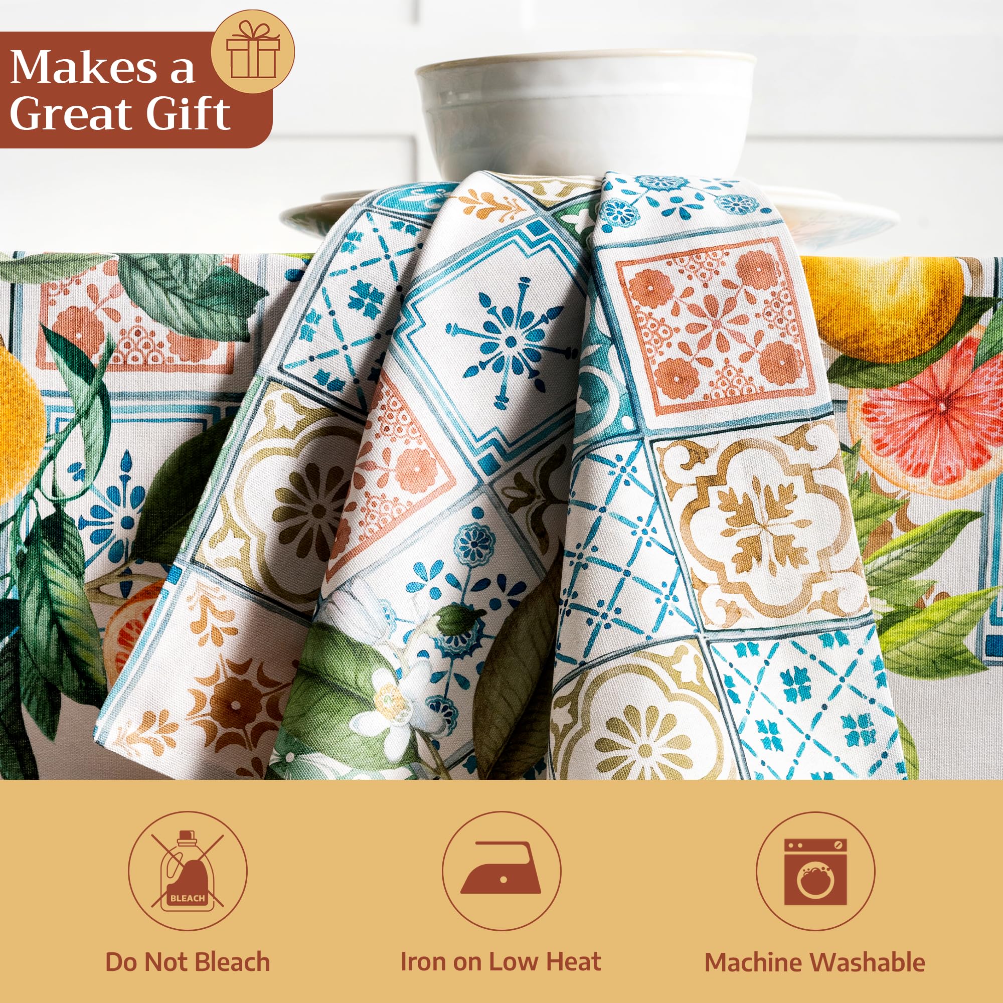 Maison d' Hermine Servilletas de Tela, 100% algodón, Juego de 4 servilletas Decorativas Lavables para Regalos del día de la Madre, hogar, Boda, Banquete, agrume, Primavera/Verano (45 cm x 45 cm)