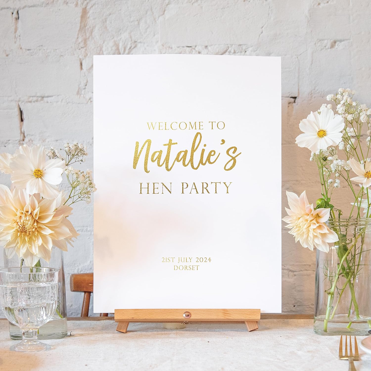 Manta Makes Personalised Foil hen party sign rose gold silver